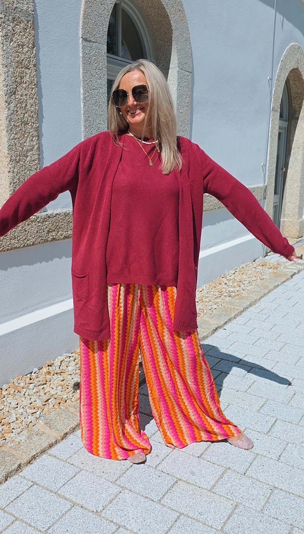 VISKOSE-STRICKJACKE ANNALENA MIDI 34-42 Made in Italy 