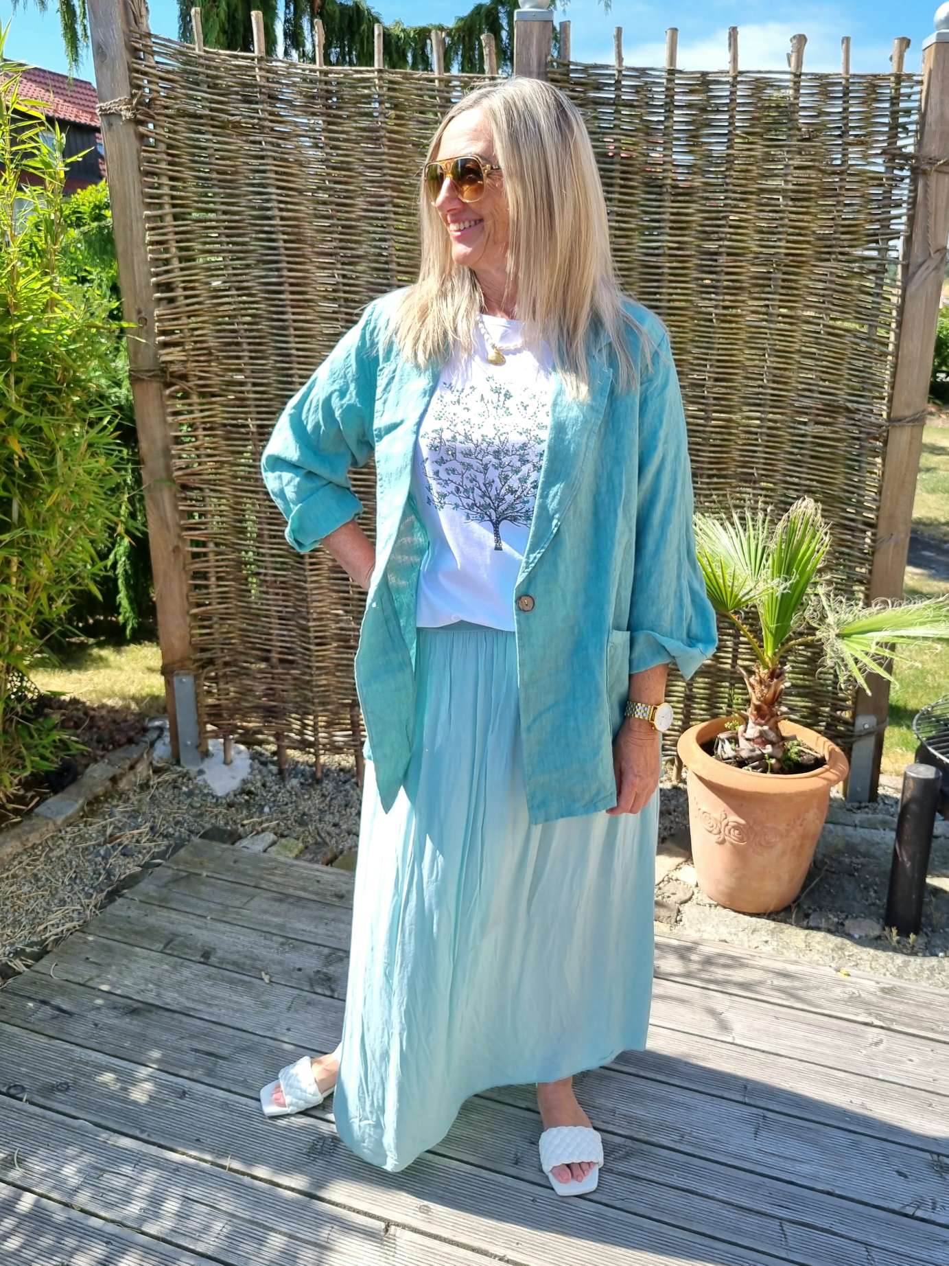 SHIRT MAXI SKIRT VENEZIA MINTGRÜN Made in Italy langer Rock 34-42 SHIRT MAXI SKIRT VENEZIA MINTGRÜN Made in Italy langer Rock 34-42