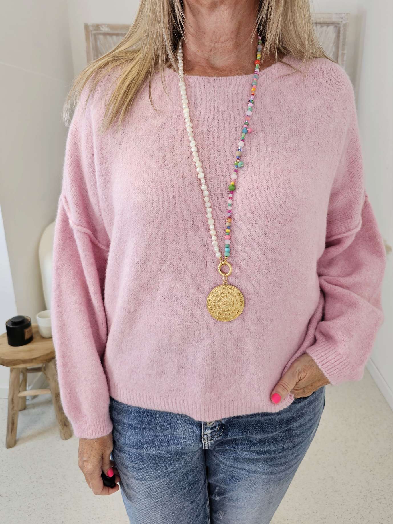 KNIT SWEATER LORENA ROSA Made in Italy 34-40 Strick Pullover