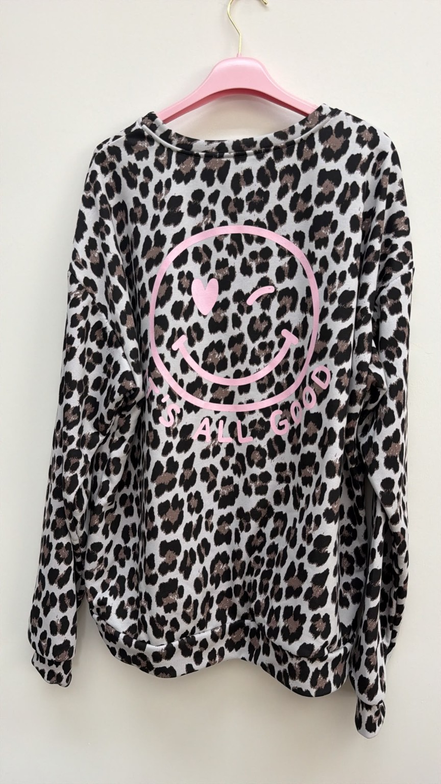 Sweatshirt „Happy Vibes NINA LEO“ – Made in Italy Gr. 34-42/44