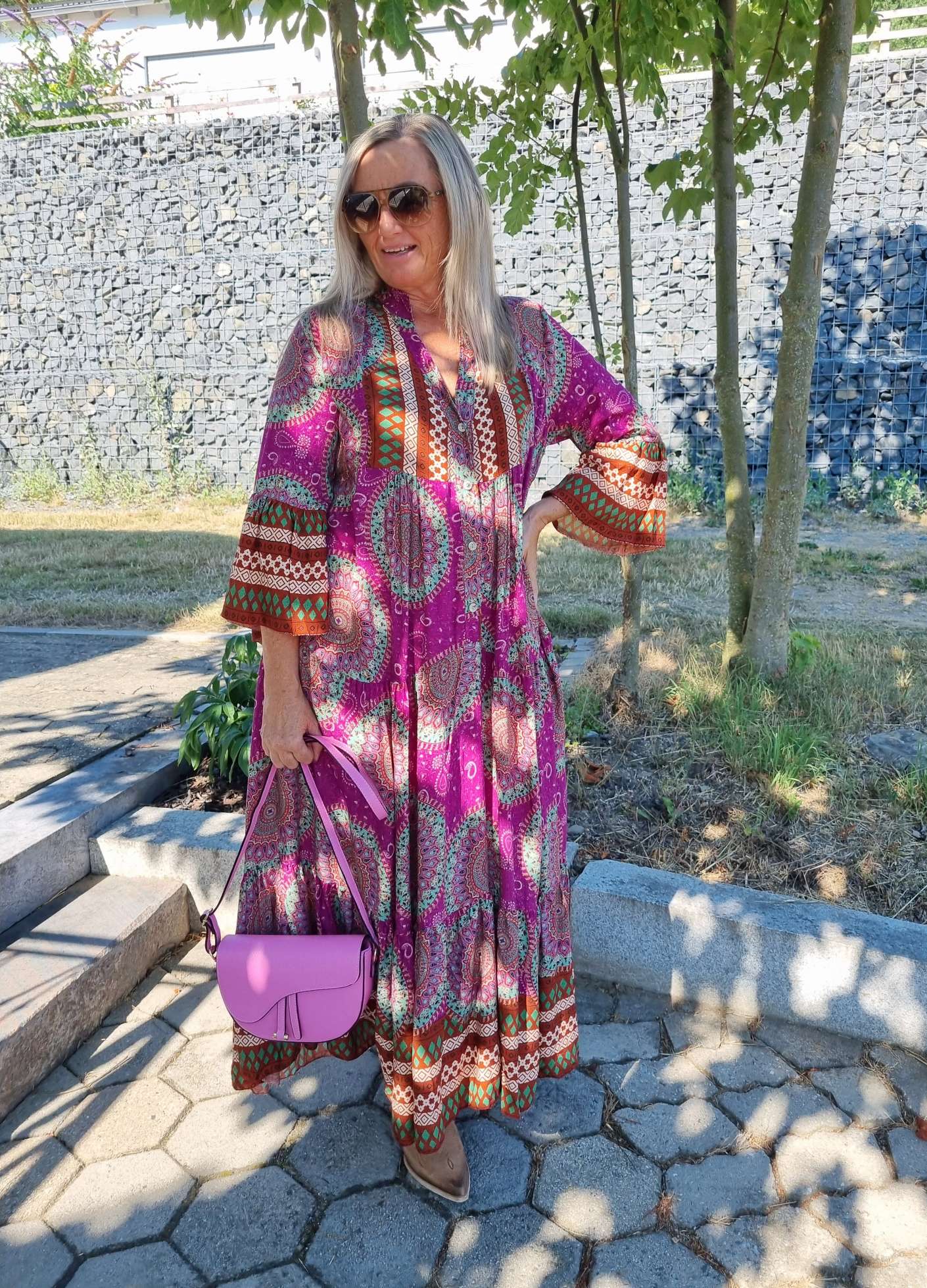 MAXI TUNIKA DRESS MICAELA PINK 34-42 Made in Italy langes Kleid Hängerchen Tunikakleid MAXI TUNIKA DRESS MICAELA PINK 34-42 Made in Italy langes Kleid Hängerchen Tunikakleid