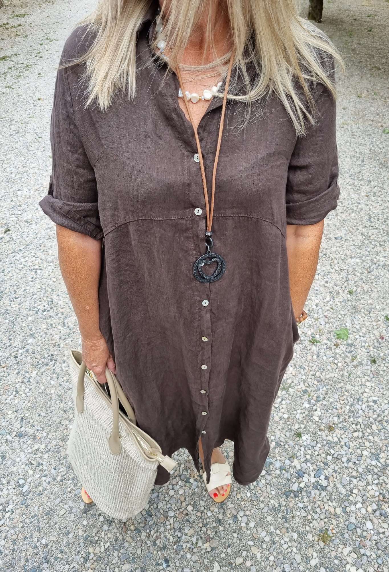 LINEN DESS WILMA BRAUN 34-42 Made in Italy Leinen Kleid Long Bluse Mantel LINEN DESS WILMA BRAUN 34-42 Made in Italy Leinen Kleid Long Bluse Mantel