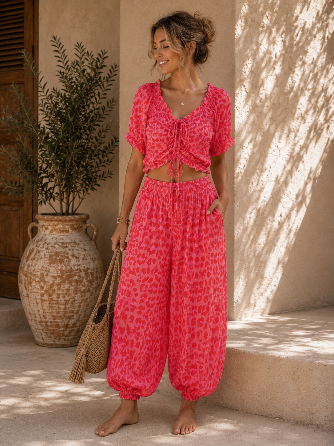Bluse Cropped Musselin Savanna Leo Made in Italy 34-40/42