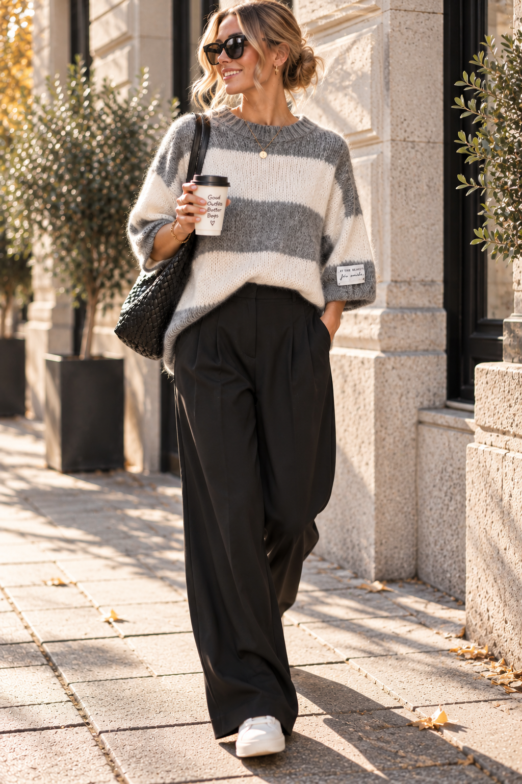 Hose Wide-Leg Butterweich mit Bundfalten HO0020 I Made in Italy 34-42/44