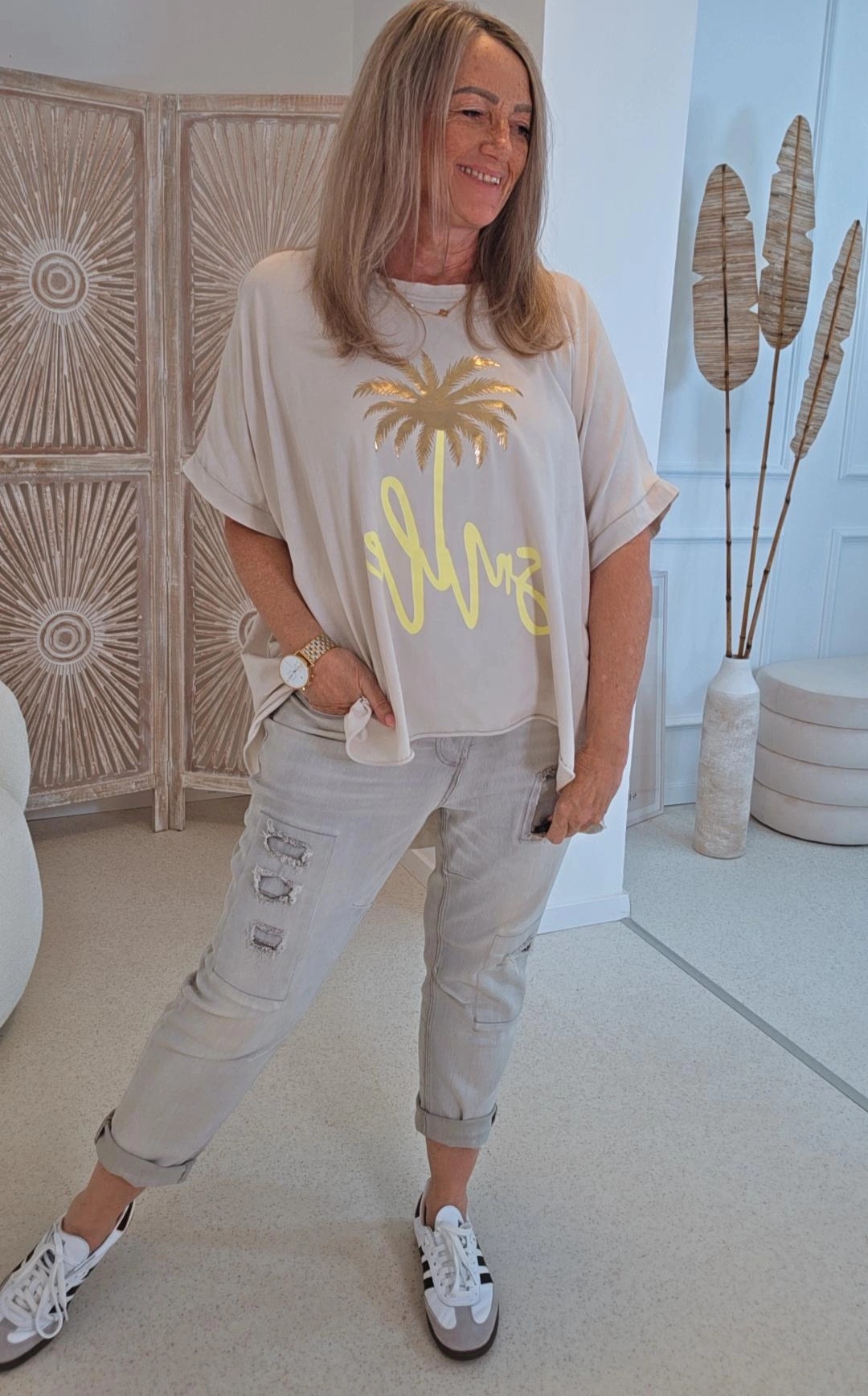  OVERSIZE T-SHIRT INES VOKUHILA PALME Made in ITALY Gr. 36 - 44/46