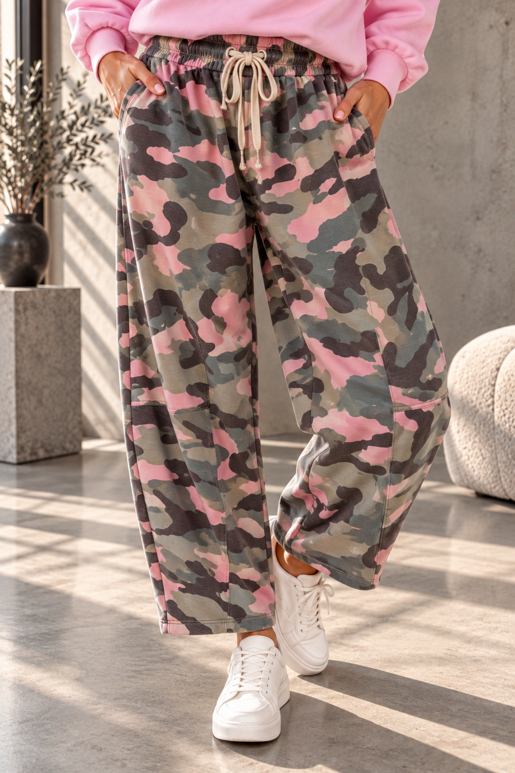 Ballon-Jogpant Amaris CAMOULFAGE HO0124 – lässige Basic Pants für jeden Tag Made in Italy 34-42/44