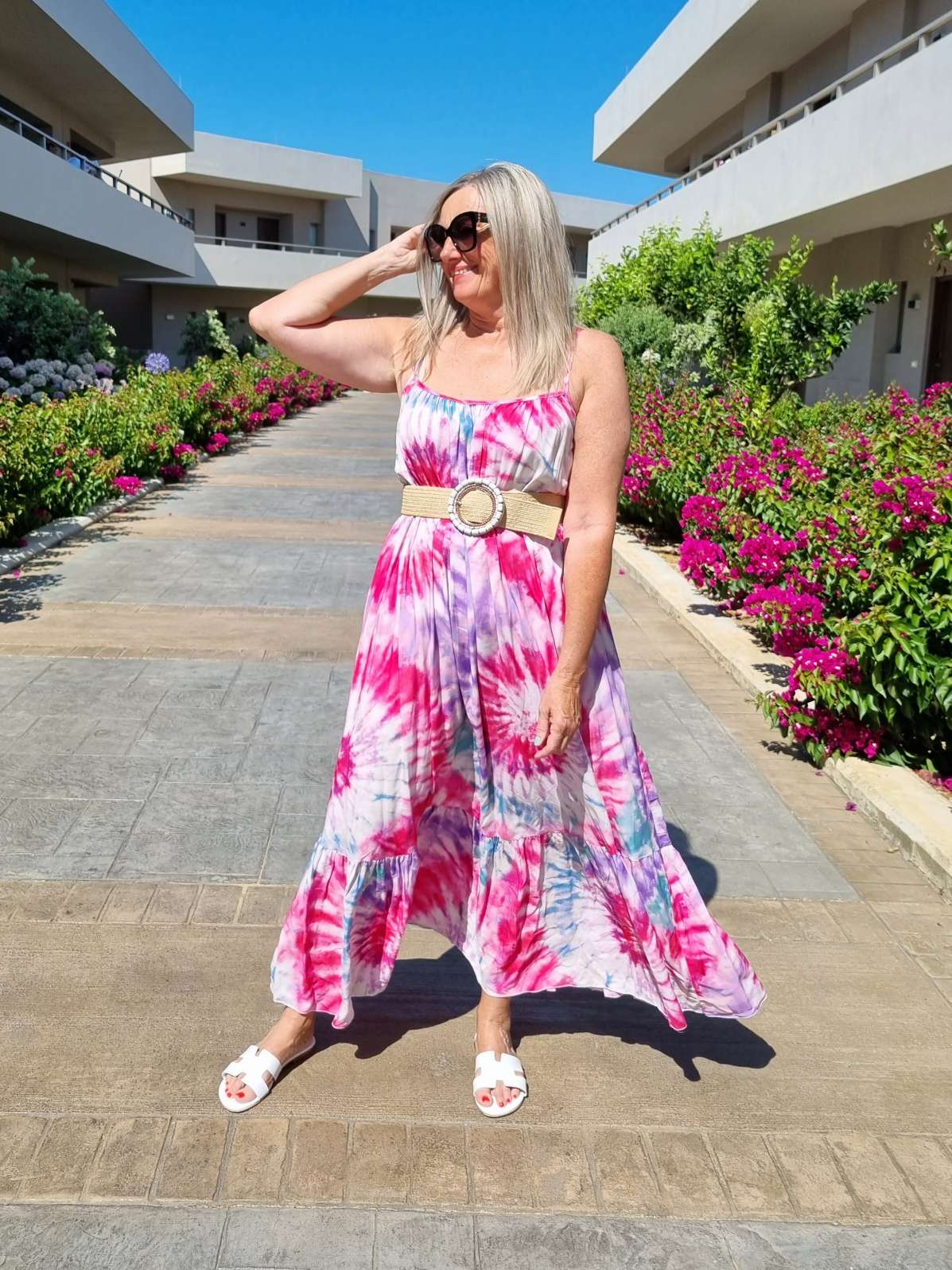 SPAGHETTI DRESS DALLAS PINK 34-42 Made in Italy Maxi Kleid Sommer Strandkleid Abendkleid BATIK Tie Dye SPAGHETTI DRESS DALLAS PINK 34-42 Made in Italy Maxi Kleid Sommer Strandkleid Abendkleid BATIK Tie Dye