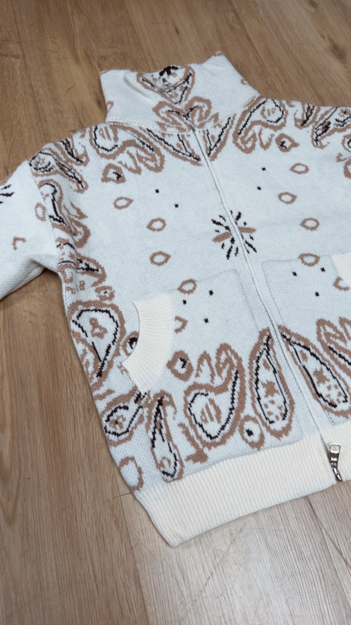 Zipper-Strickjacke mit Paisley-Muster SJ0165 I Made in Italy 34-40/42