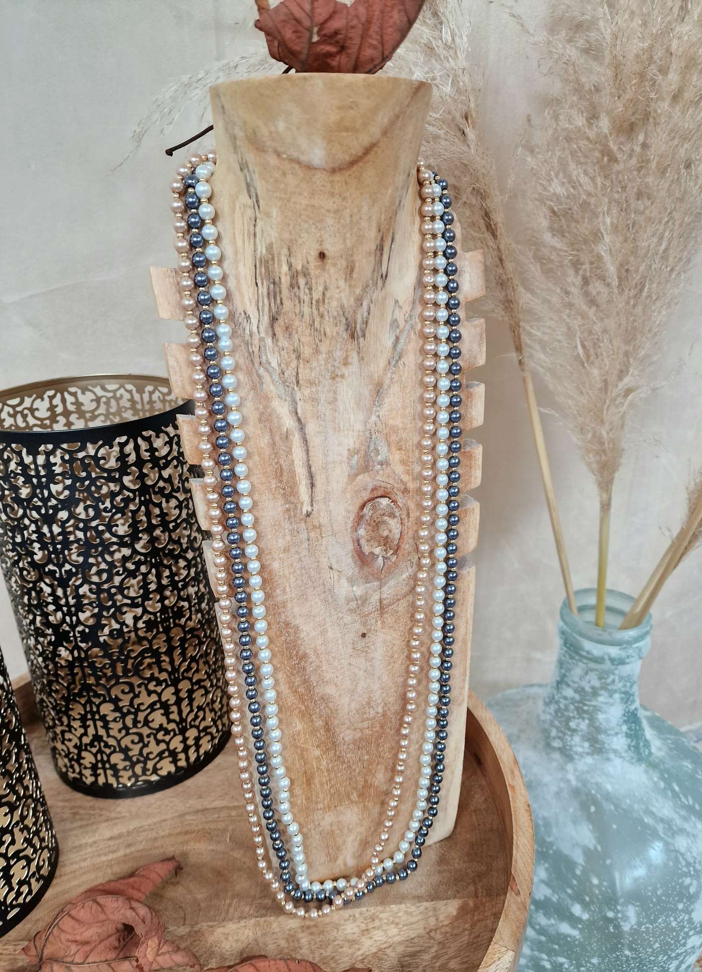 NECKLESS LA PERLA Lange Kette Kunstperle Halskette Italy Style versch. Farben NECKLESS LA PERLA Lange Kette Kunstperle Halskette Italy Style versch. Farben