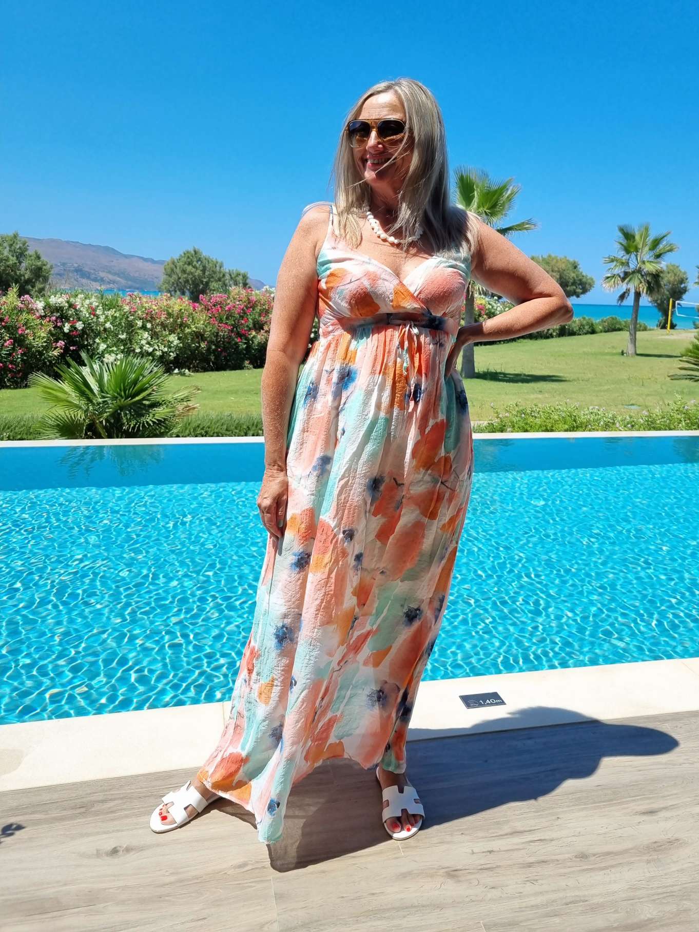 SPAGHETTI DRESS LARA FLOWERS 36-40/42 Made in Italy Maxi Kleid Sommer Strandkleid Blumen Variantenartikel SPAGHETTI DRESS LARA FLOWERS 36-40/42 Made in Italy Maxi Kleid Sommer Strandkleid Blumen Variantenartikel