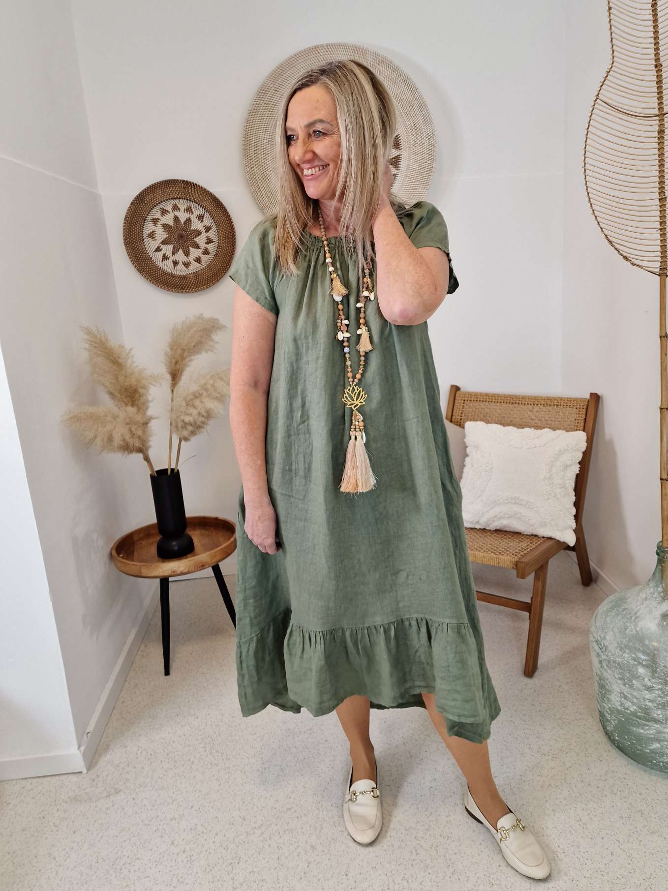LINEN TUNIKA DRESS LUISE KHAKI 34-42 Made in Italy Leinen Kleid Leinenkleid Linendress LINEN TUNIKA DRESS LUISE KHAKI 34-42 Made in Italy Leinen Kleid Leinenkleid Linendress