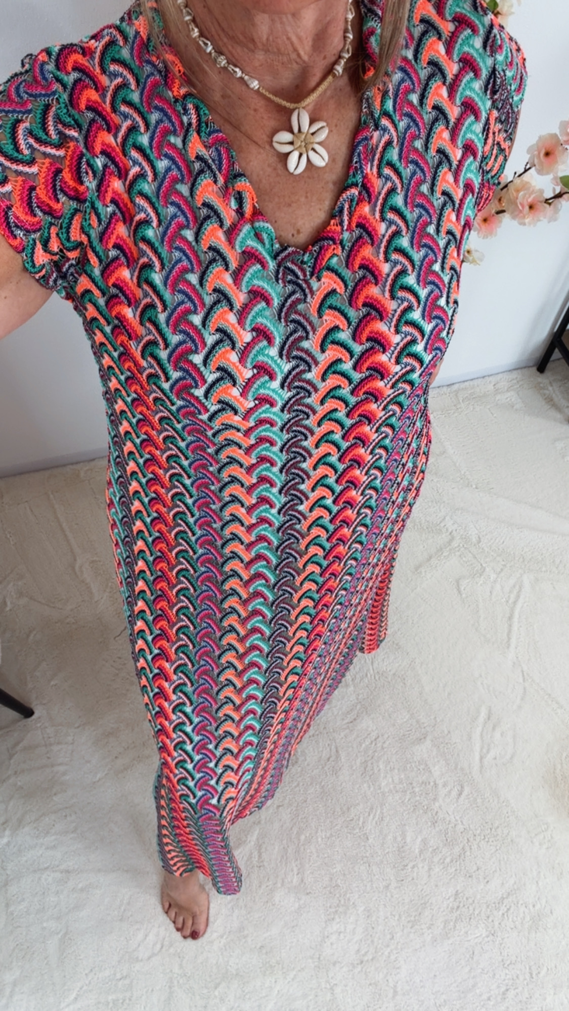 🌺🏝️✨ Sommer-Strickkleid Stromboli Mulitcolor Made in Italy 34-40/42