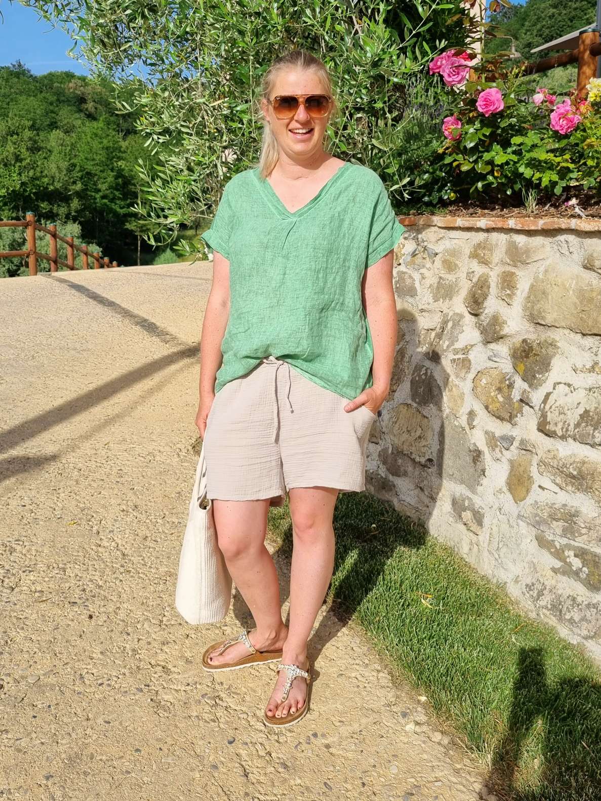 BASIC LINEN SHIRT ALMERIA GRÜN 34-42 Made in Italy kurzarm Leinen T-Shirt BASIC LINEN SHIRT ALMERIA GRÜN 34-42 Made in Italy kurzarm Leinen T-Shirt