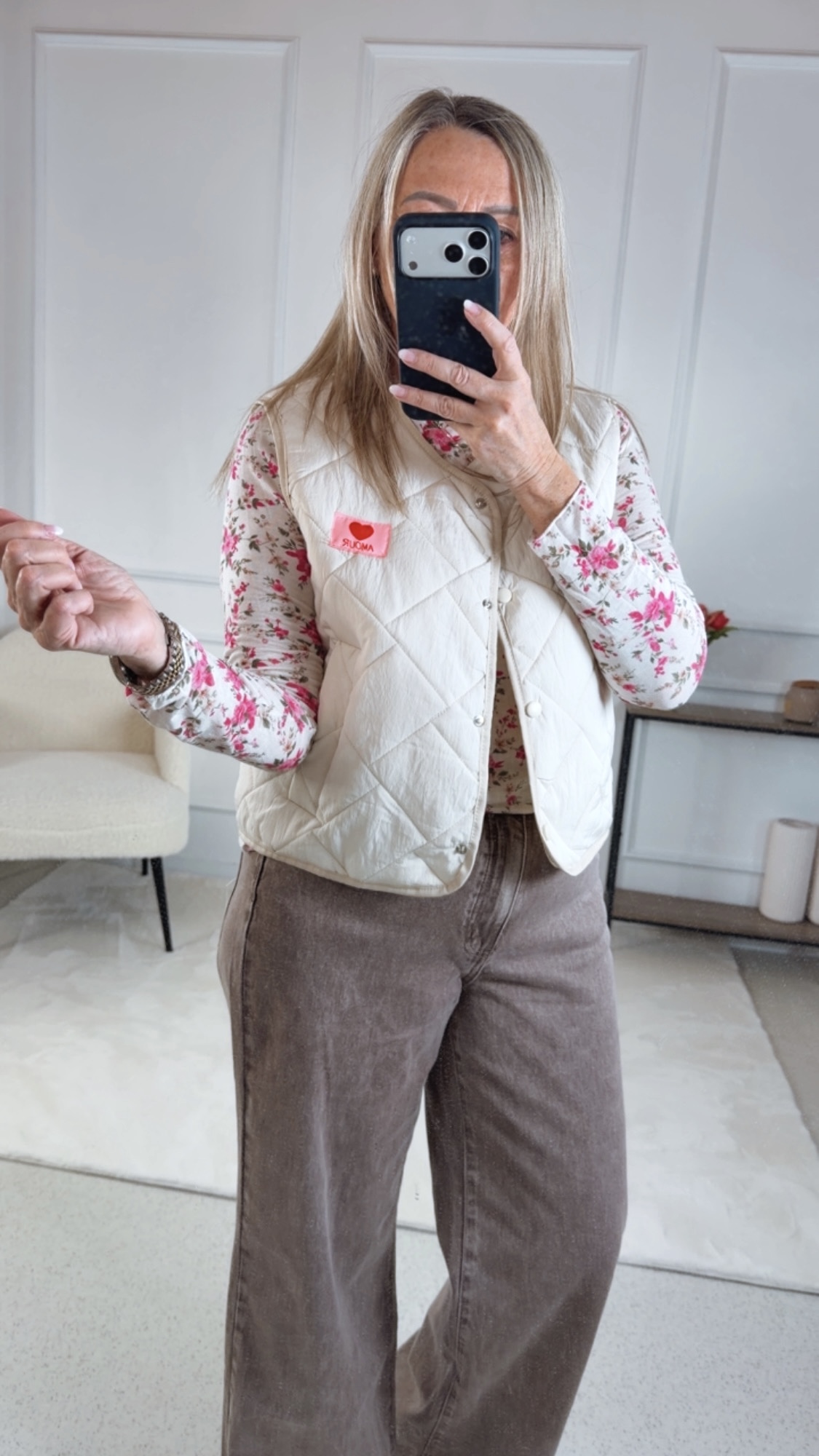 Steppweste „Colette“ UNI MIT AMOUR-PATCH 34-42 Made in Italy