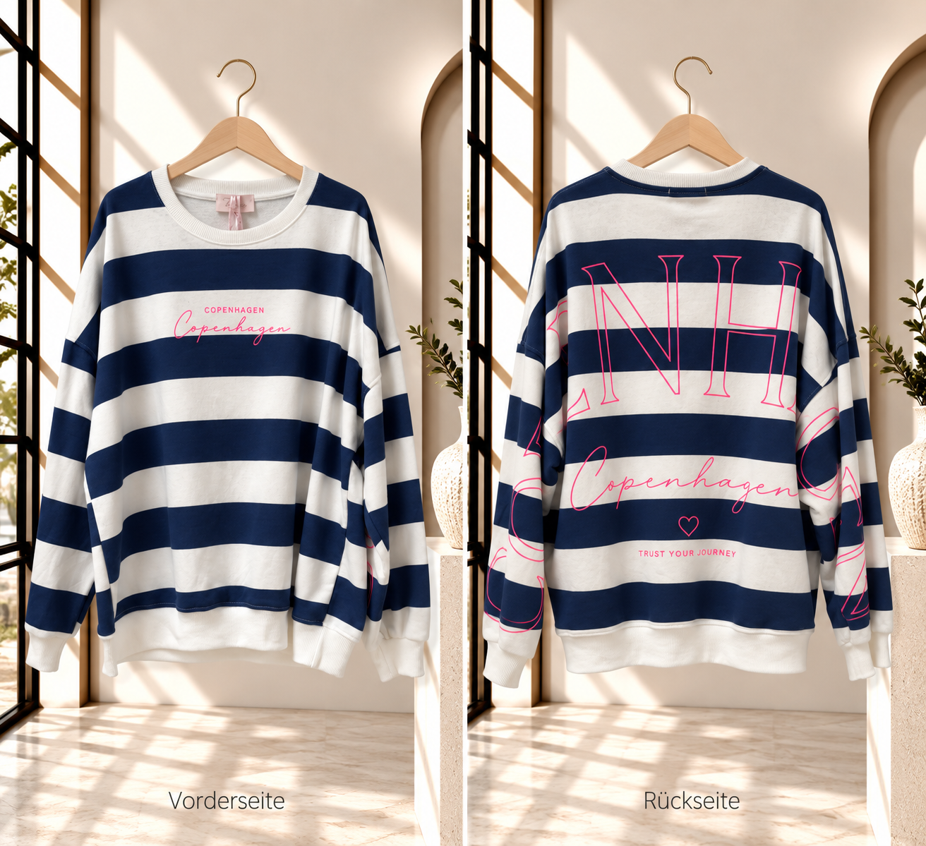 Sweatshirt Copenhagen Blockstreifen I NO. SW0072 I lässiger Oversize-Look I Made in Italy 34-42/44