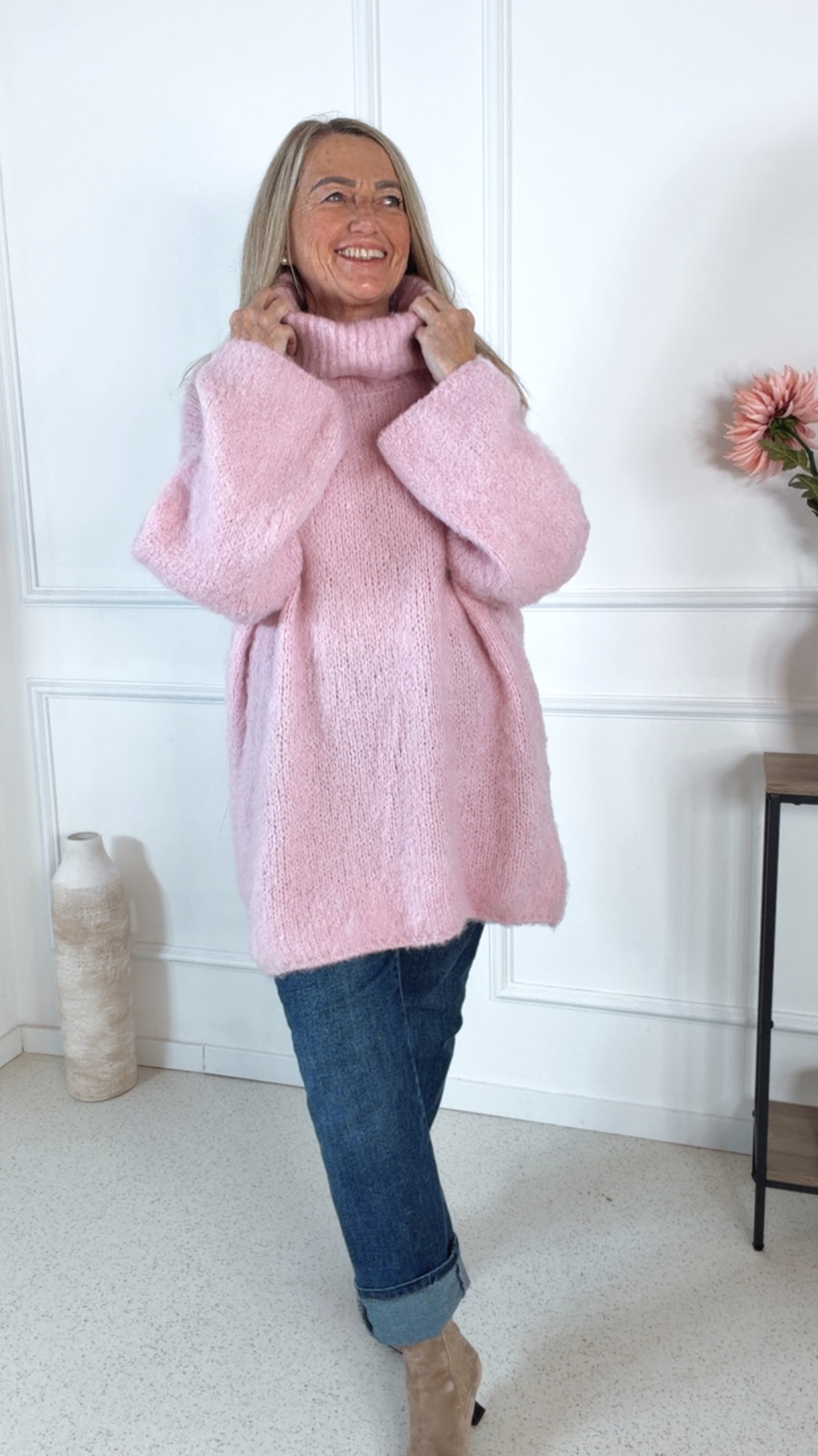 COZY STRICKKLEID/ ROLLKRAGEN KATJA 34-44 Made in Italy