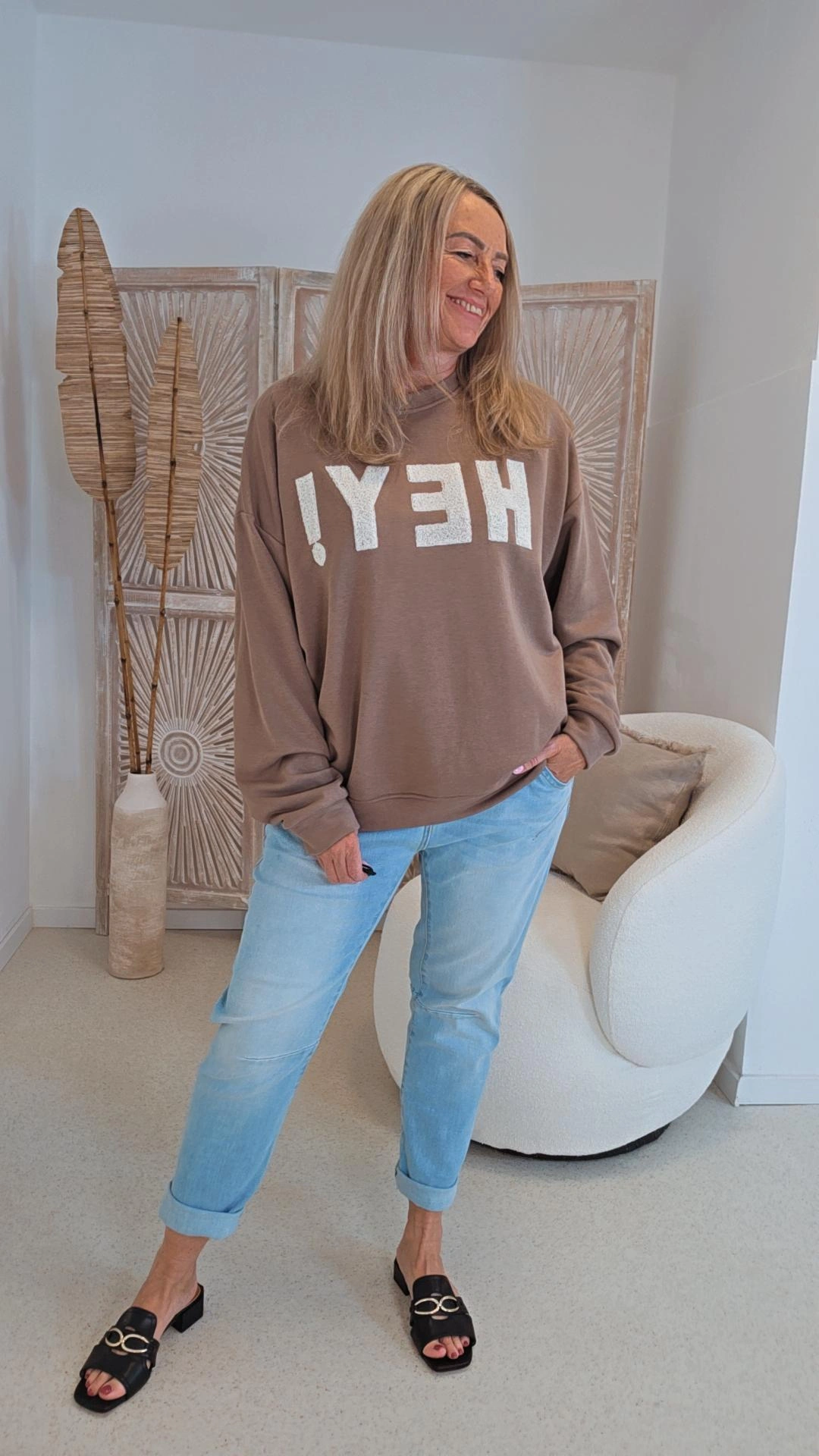 OVERSIZE SWEATER HEY Made in Italy 34-42/44 Langarm Sweatshirt