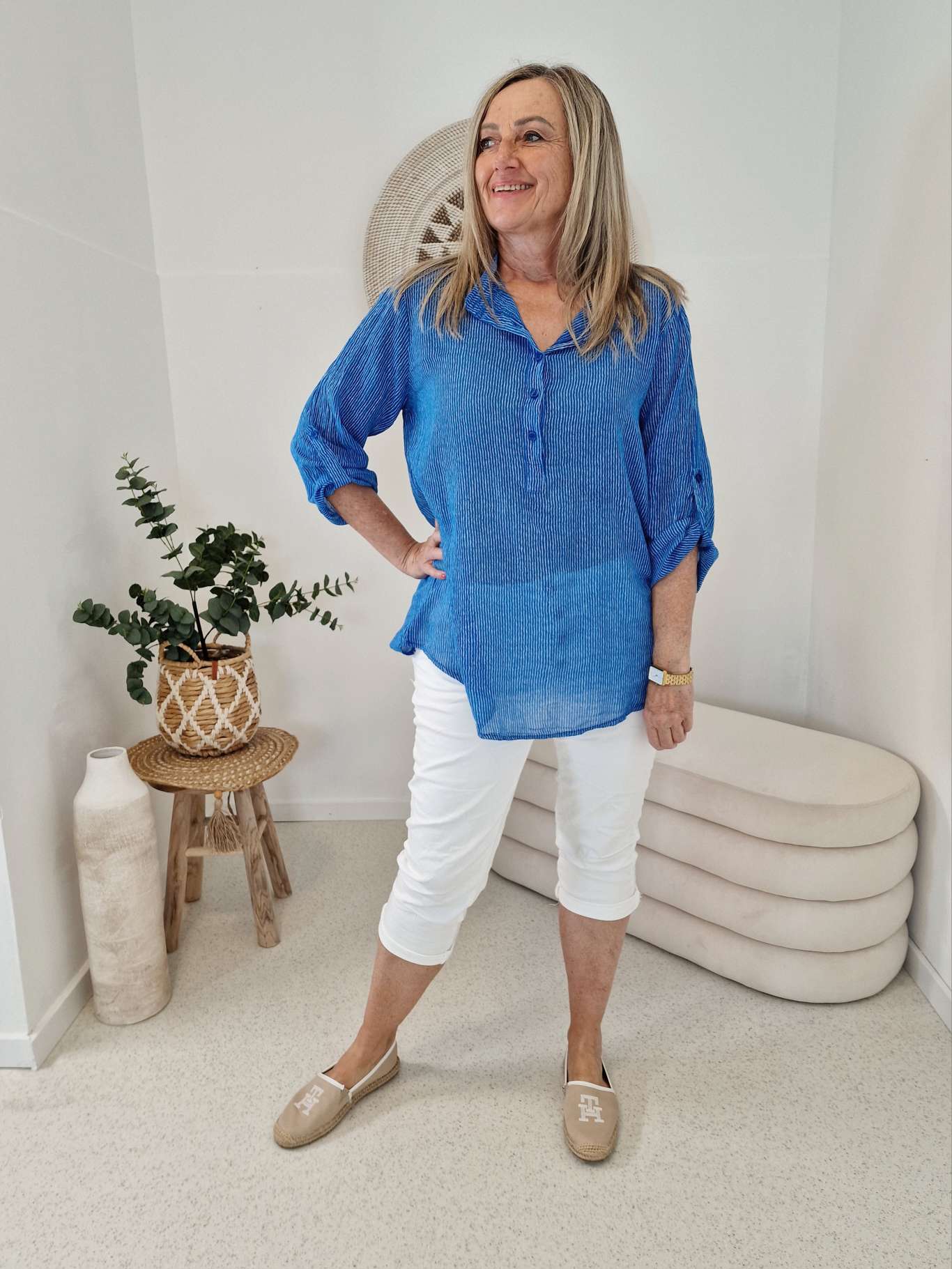 ZARTE STREIFEN BLUSE BELINDE BLAU 34-42 langarm Bluse Shirt ZARTE STREIFEN BLUSE BELINDE BLAU 34-42 langarm Bluse Shirt