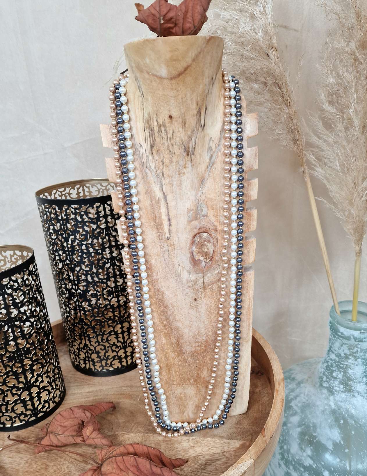 NECKLESS LA PERLA Lange Kette Kunstperle Halskette Italy Style versch. Farben NECKLESS LA PERLA Lange Kette Kunstperle Halskette Italy Style versch. Farben