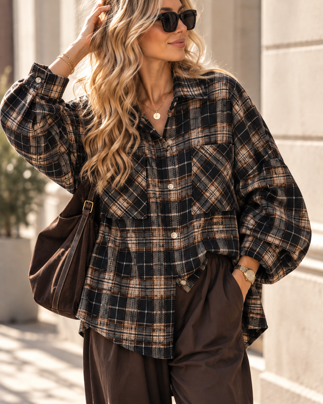 OVERSIZE FLANELLHEMD KARIERT WEICH Made in Italy Gr. 36 - 46 FH0107