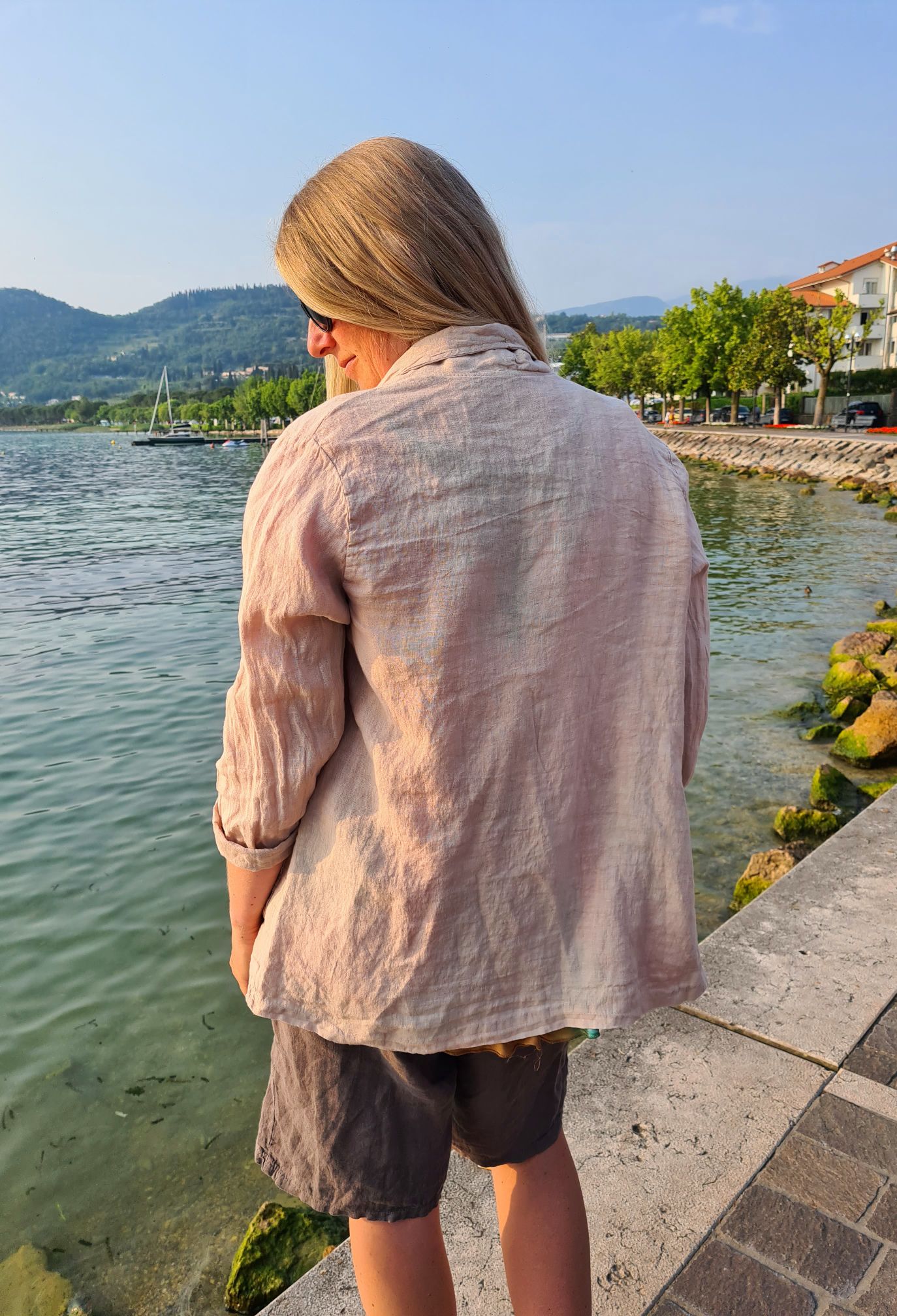 OVERSIZE LINEN BASIC BLAZER RIVA BEIGE - Made in Italy Jacke Sakko Jacket LEINEN OVERSIZE LINEN BASIC BLAZER RIVA BEIGE - Made in Italy Jacke Sakko Jacket LEINEN