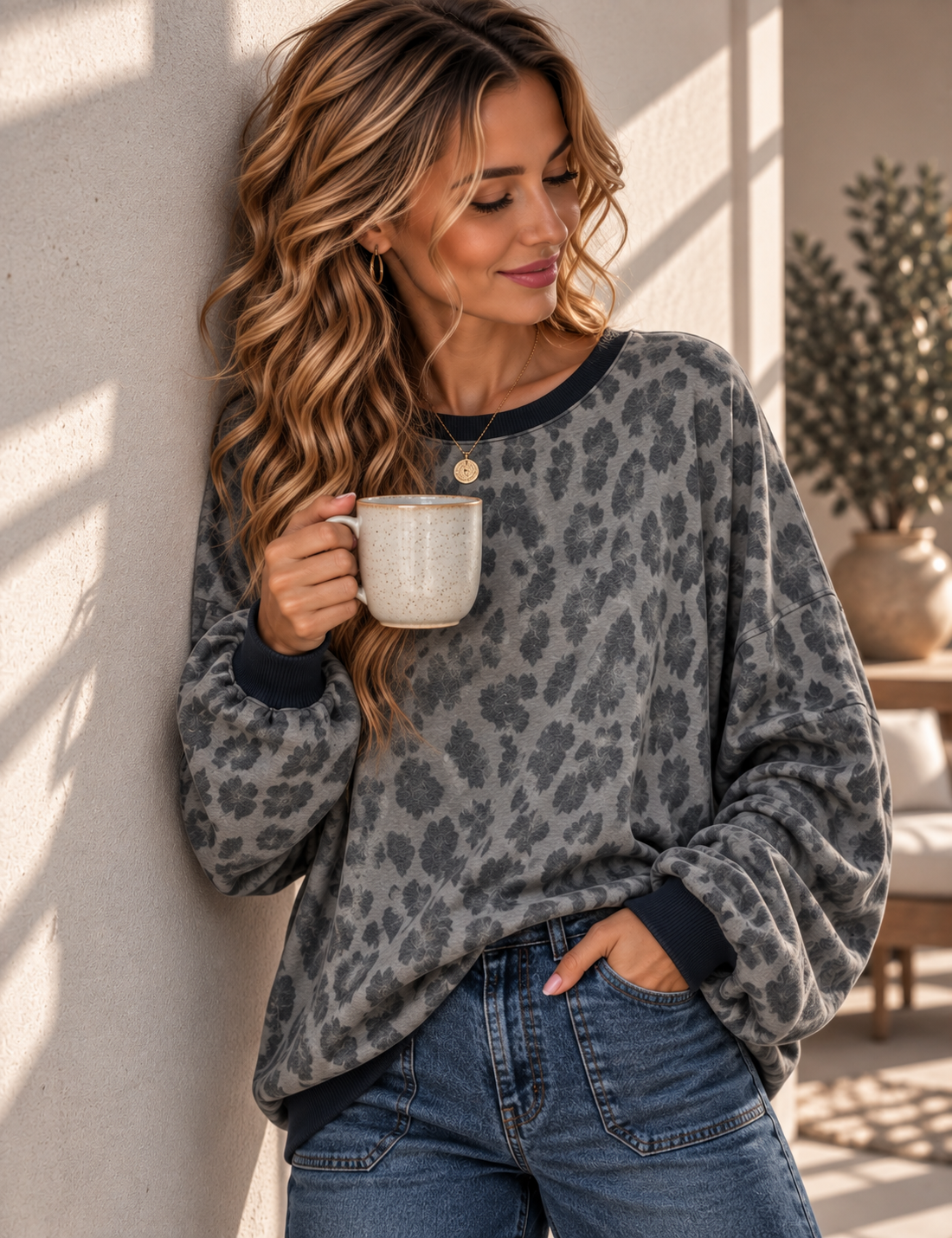 Leo Sweatshirt – butterweich & lässig | Made in Italy 🐆🤎 SW0102 Gr 34-42