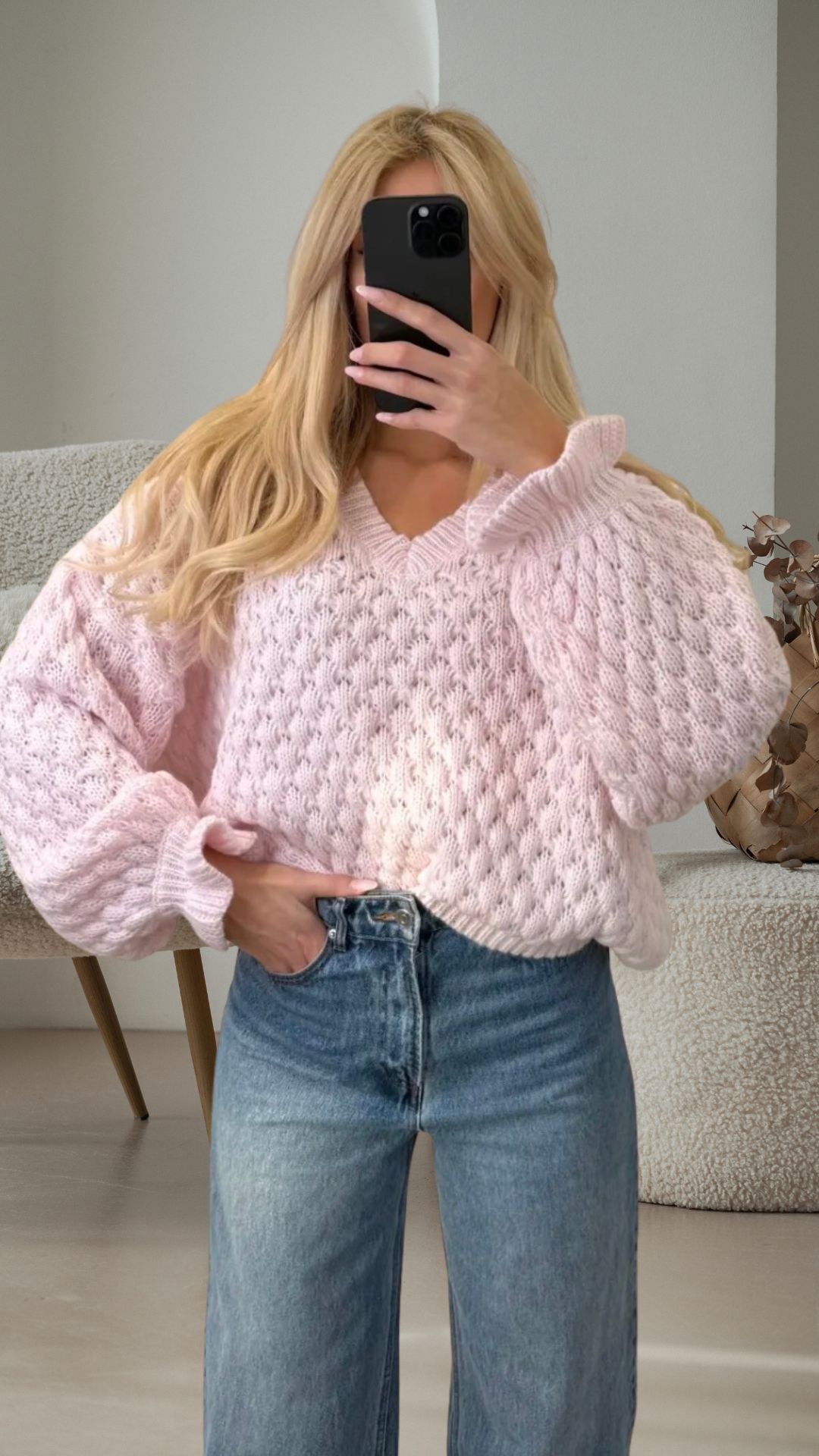 ROSALIE RUFFLE KNIT SWEATER Italy Style Pullover 34-42