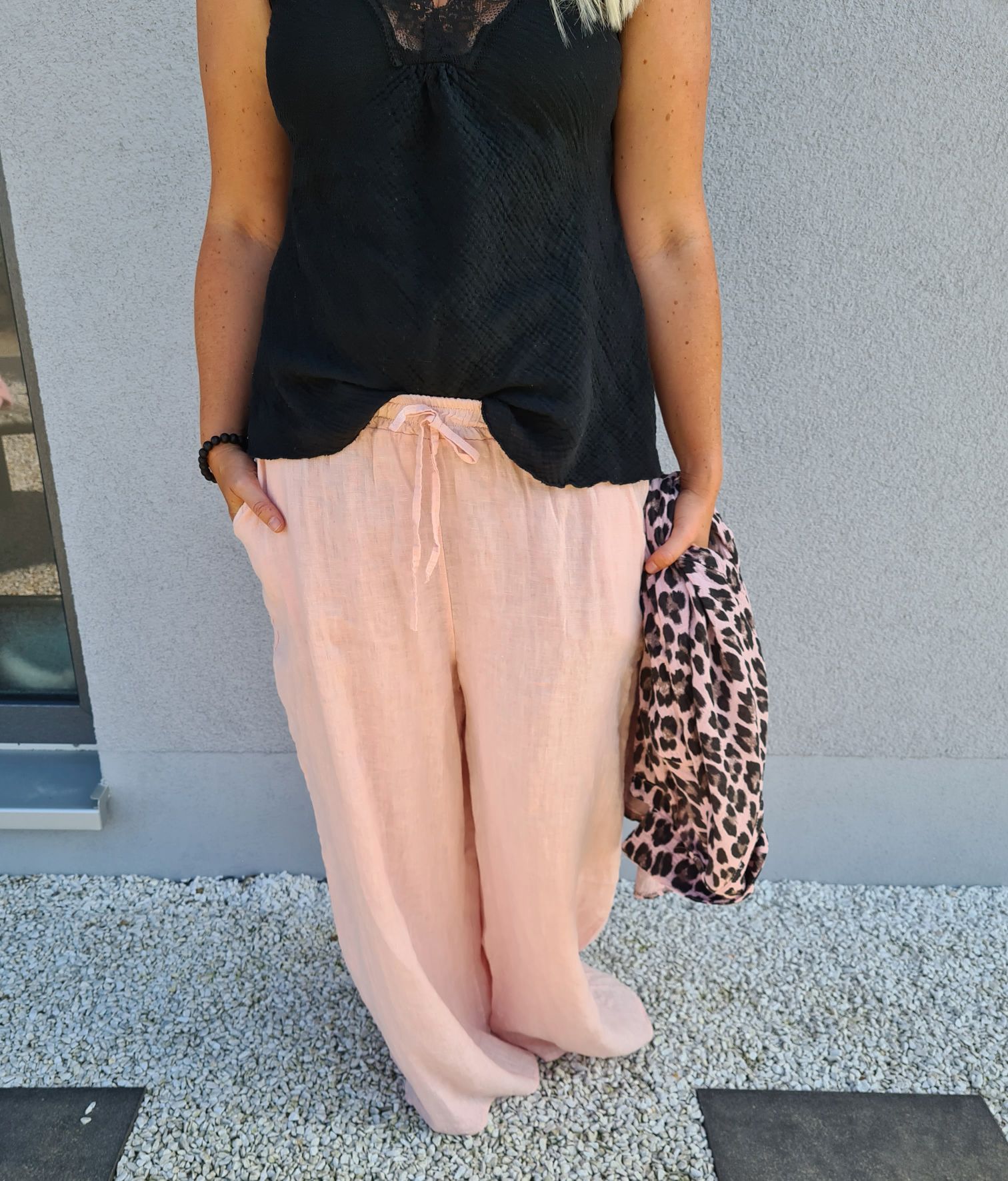 LINEN MARLENE PANT BRIGITTE ROSA Pocket 34-42 Made in Italy weite Leinen Hose mit Taschen LINEN MARLENE PANT BRIGITTE ROSA Pocket 34-42 Made in Italy weite Leinen Hose mit Taschen