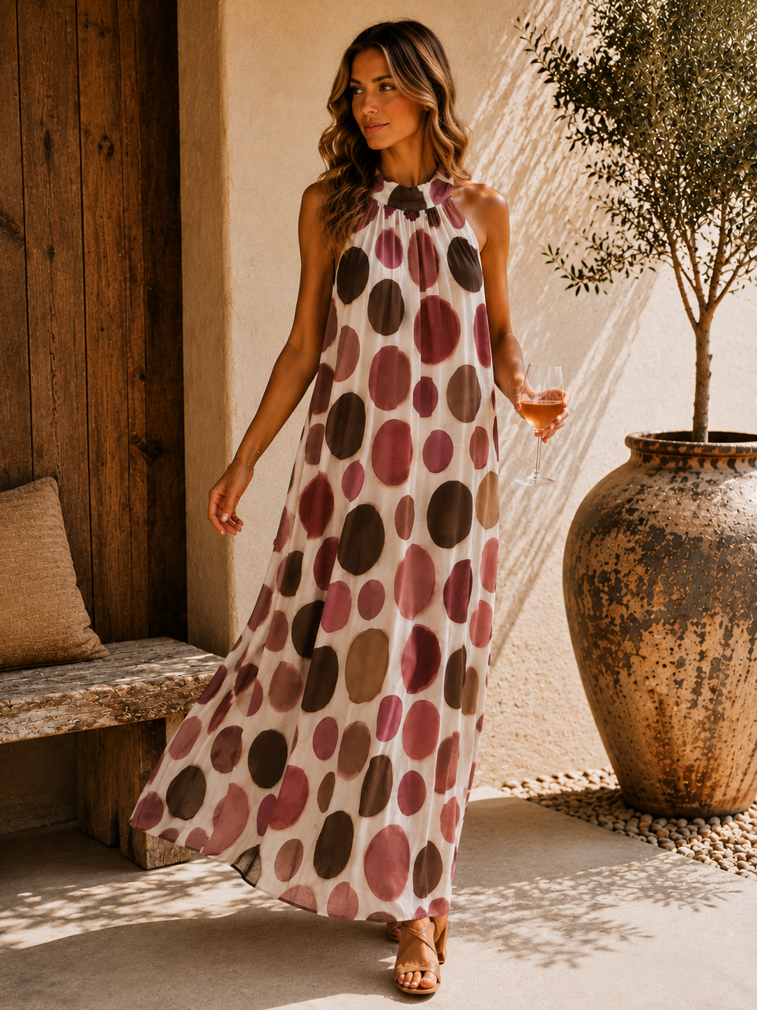 Polka Dots Kleid Zakynthos – Made in Italy | Passend bis zu einer guten Größe 42