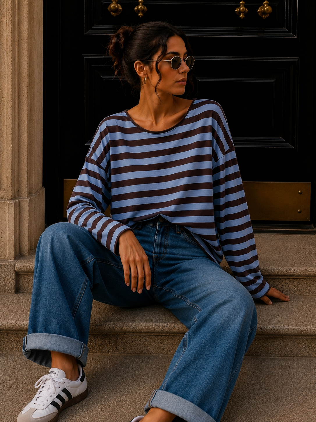 Longsleeve mit Streifen I LS0039 I Made in Italy 34-42