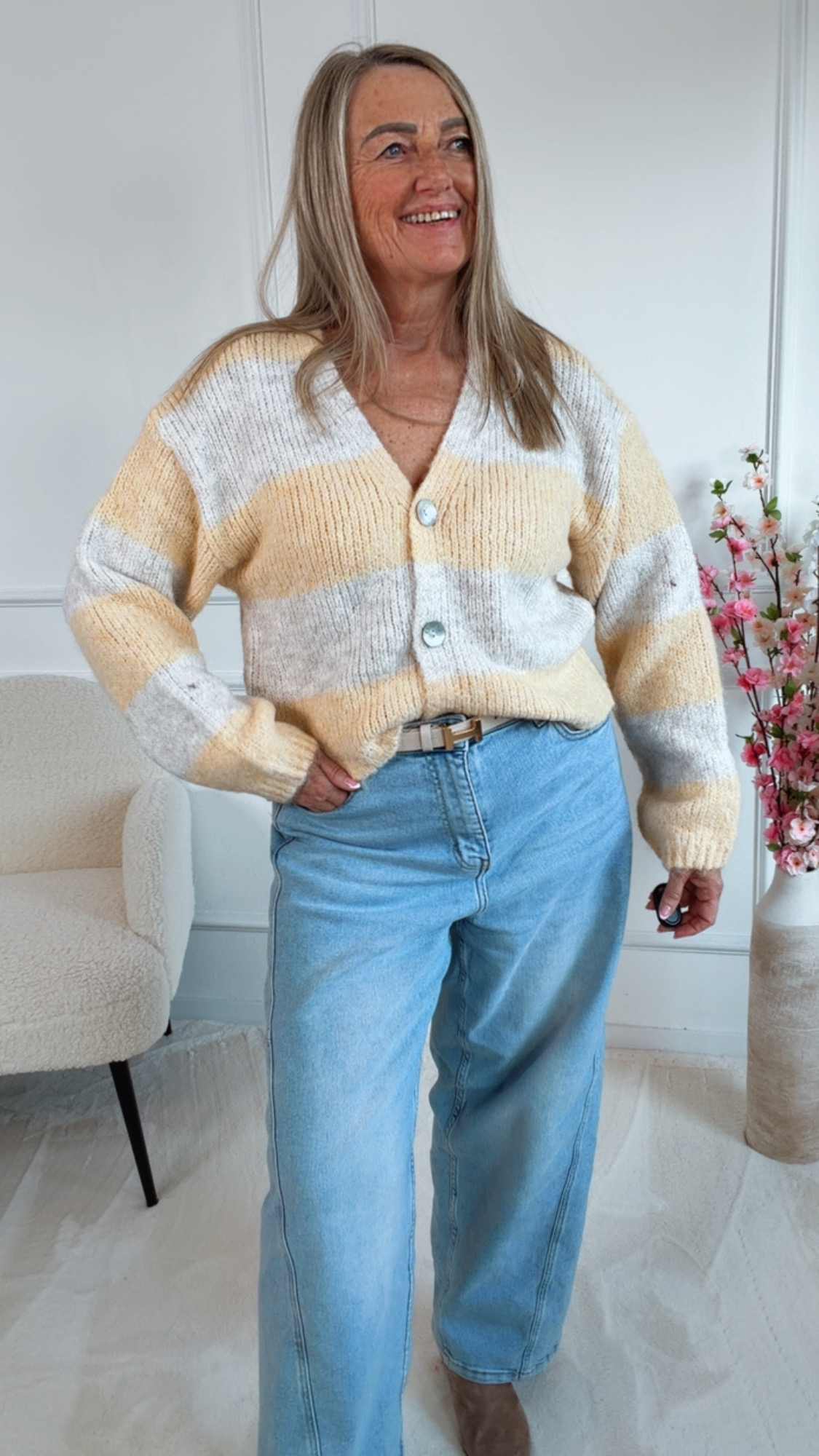 ✨Kuscheliger Streifen-Cardigan Emma in zwei Farbvarianten ✨ 34-42 Italy Style