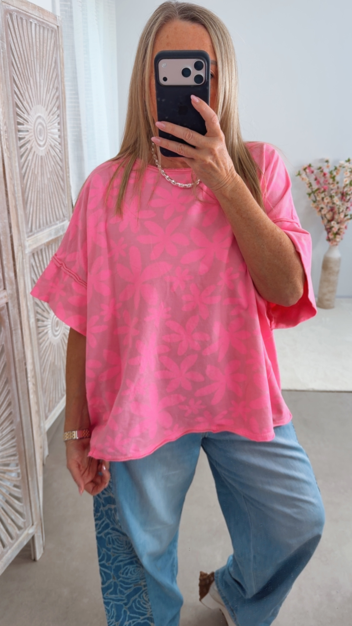 🌸🌴 Blumen-Shirt Lunara Made in Italy 34-44/46