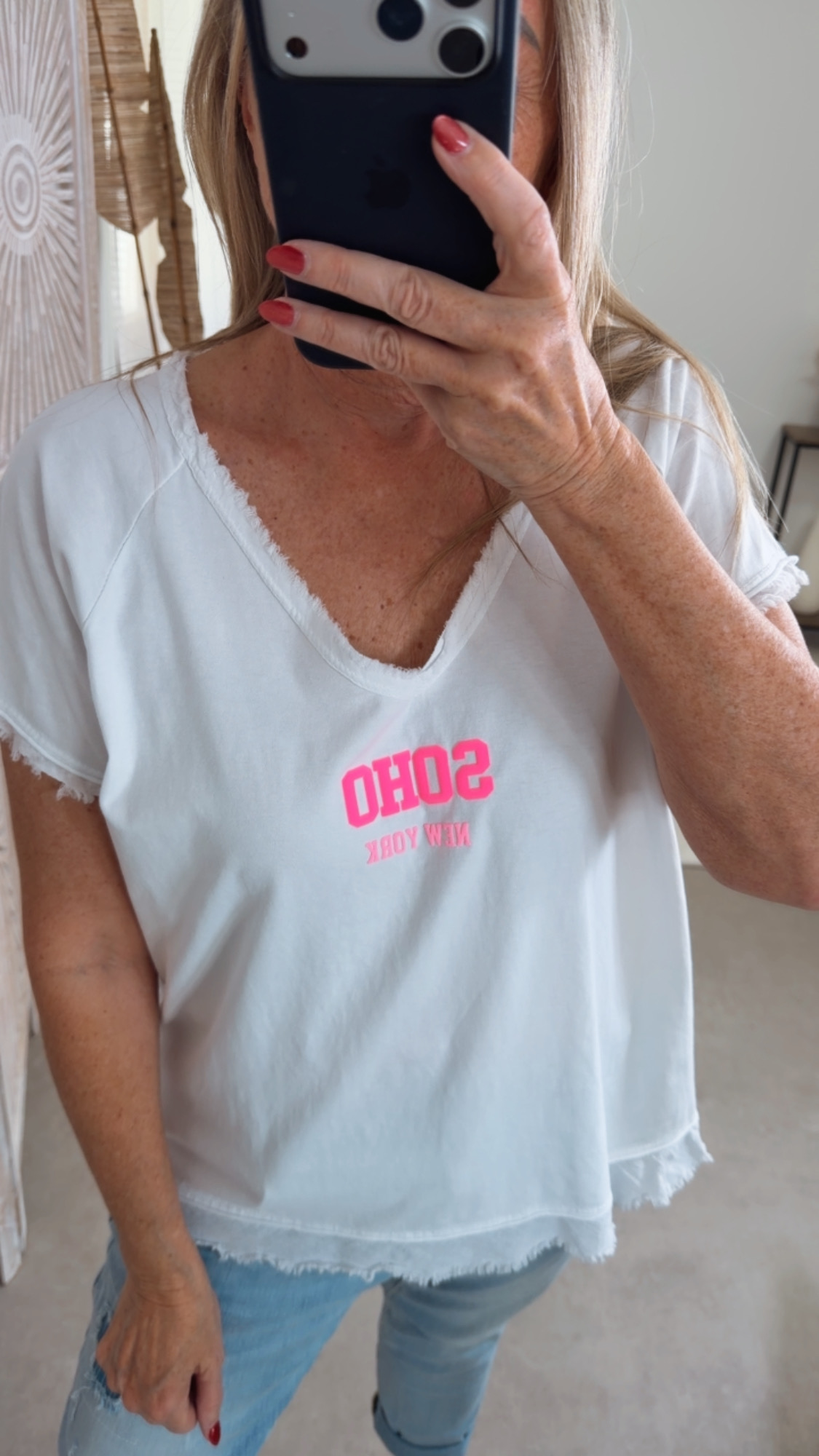 Basic T-Shirt „Marie Soho New York“ – Made in Italy 🌸 Größe 34 bis 42