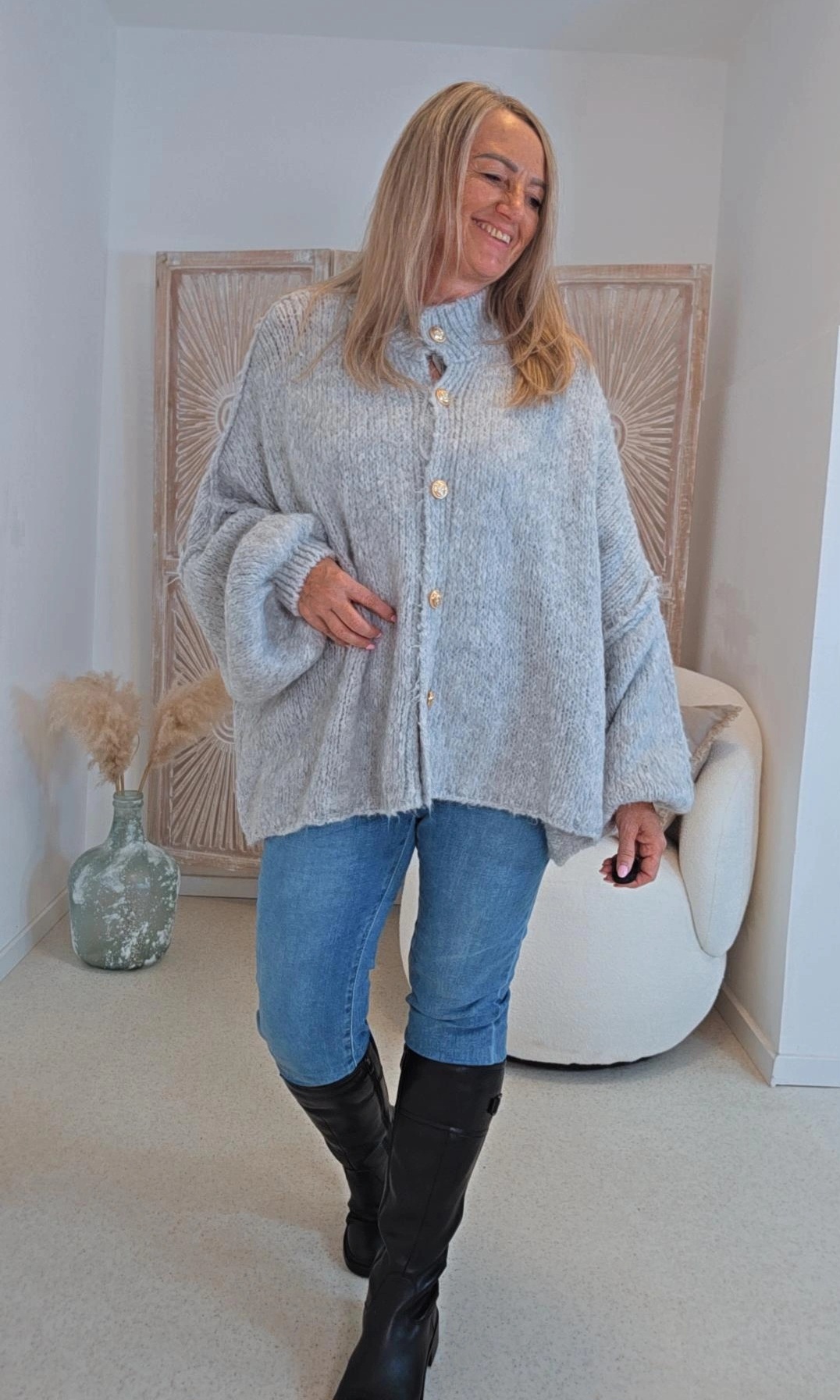 OVERSIZE STRICK-CARDIGAN MALI Made in Italy 34 - 50 