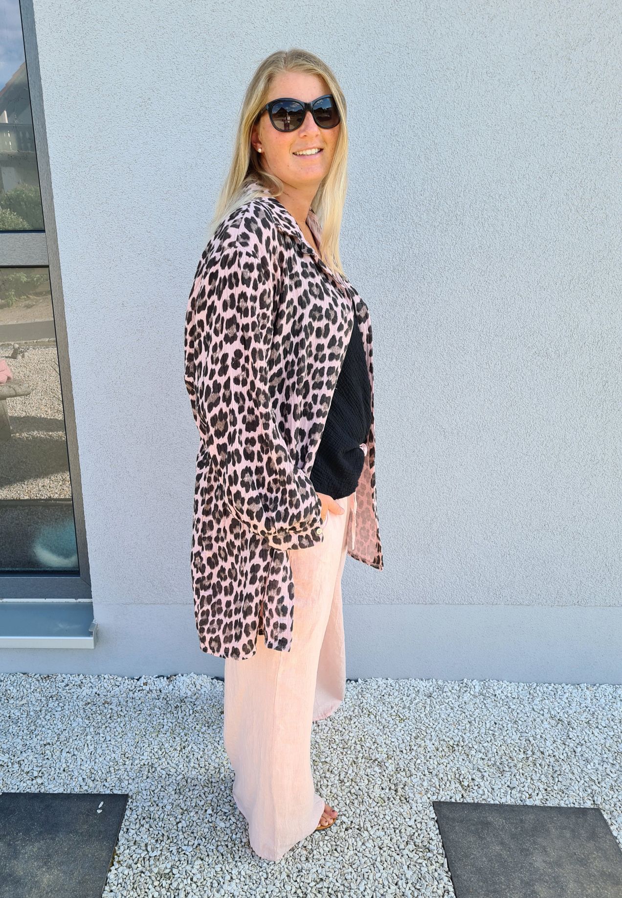 MUSSELIN OVERSIZE BLUSE SKYROS LEO ROSA 34-42 Made in Italy Longbluse Kleid Tunika Shirt Blusenjacke MUSSELIN OVERSIZE BLUSE SKYROS LEO ROSA 34-42 Made in Italy Longbluse Kleid Tunika Shirt Blusenjacke