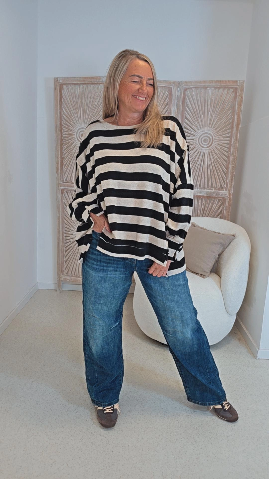 OVERSIZE SWEATER AYLIN BLOCKSTREIFEN 34-44/46 Made in Italy