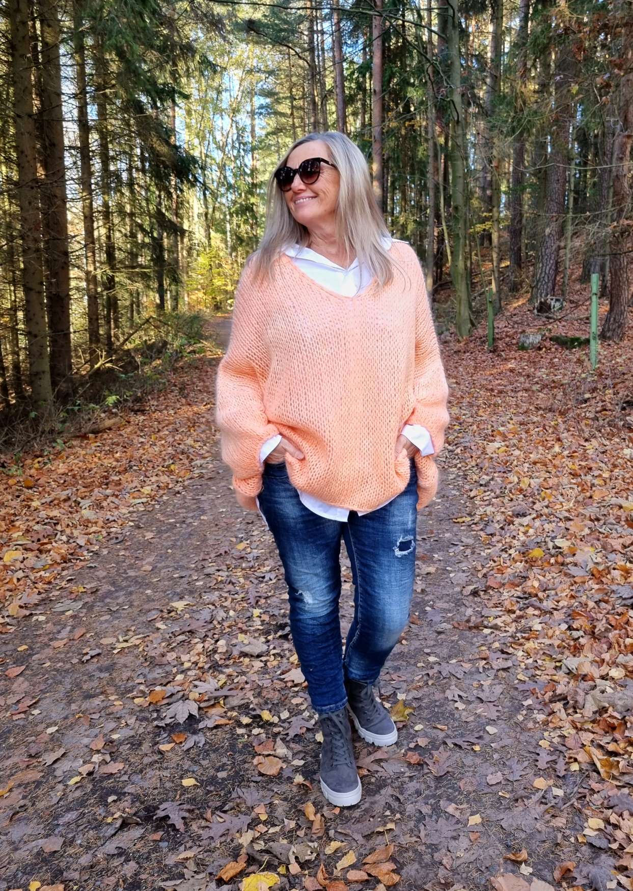OVERSIZE KNIT SWEATER LETIZIA KORALLE 34-42/44 Made in Italy Grobstrickpullover Pullover OVERSIZE KNIT SWEATER LETIZIA KORALLE 34-42/44 Made in Italy Grobstrickpullover Pullover