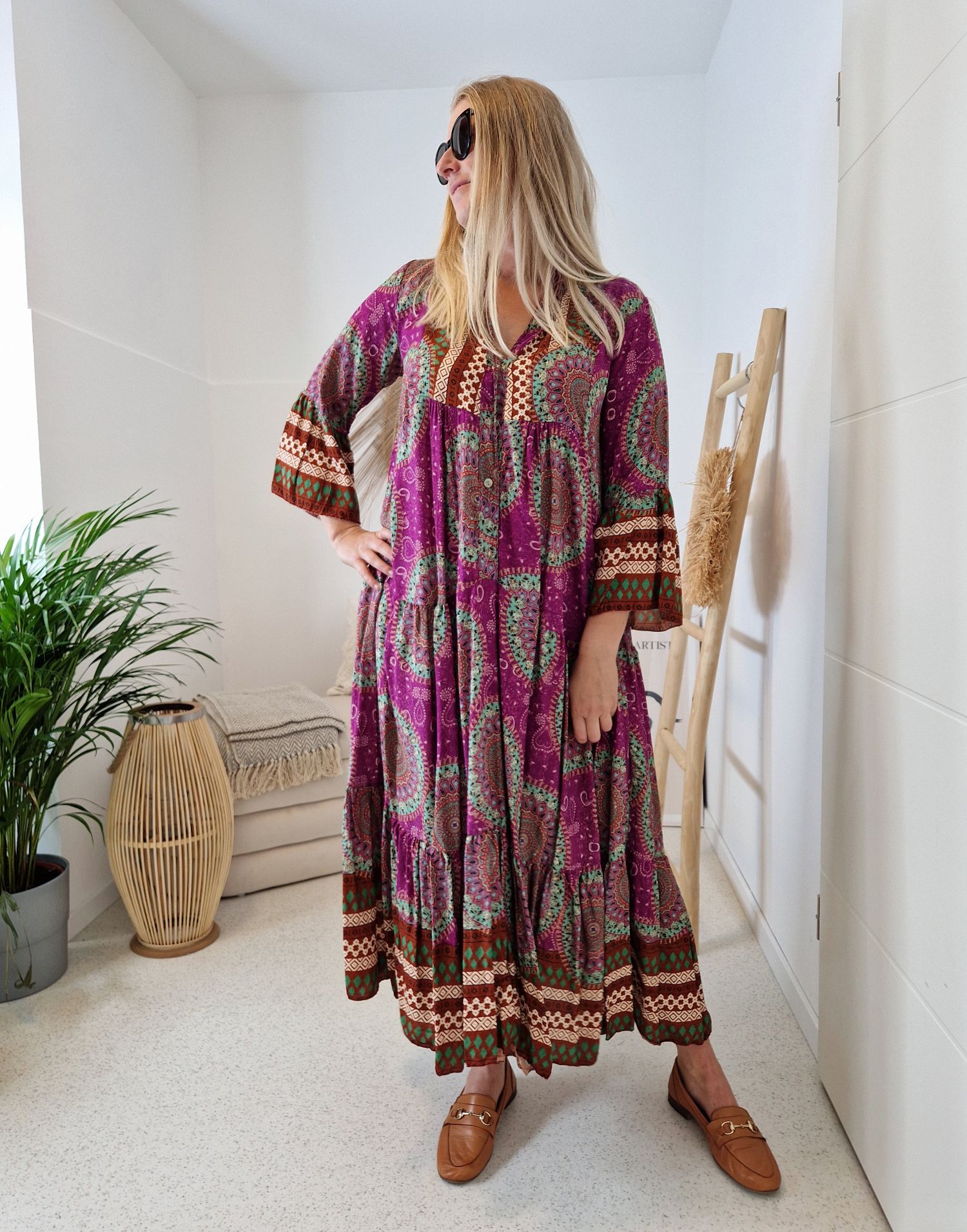 MAXI TUNIKA DRESS MICAELA PINK 34-42 Made in Italy langes Kleid Hängerchen Tunikakleid MAXI TUNIKA DRESS MICAELA PINK 34-42 Made in Italy langes Kleid Hängerchen Tunikakleid