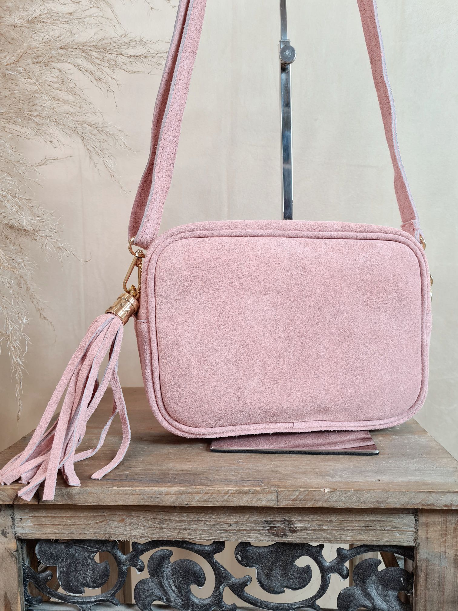 WILDLEDER CROSSBODY BAG SVETLANA ROSA Made in Italy Umhänge Tasche Handtasche