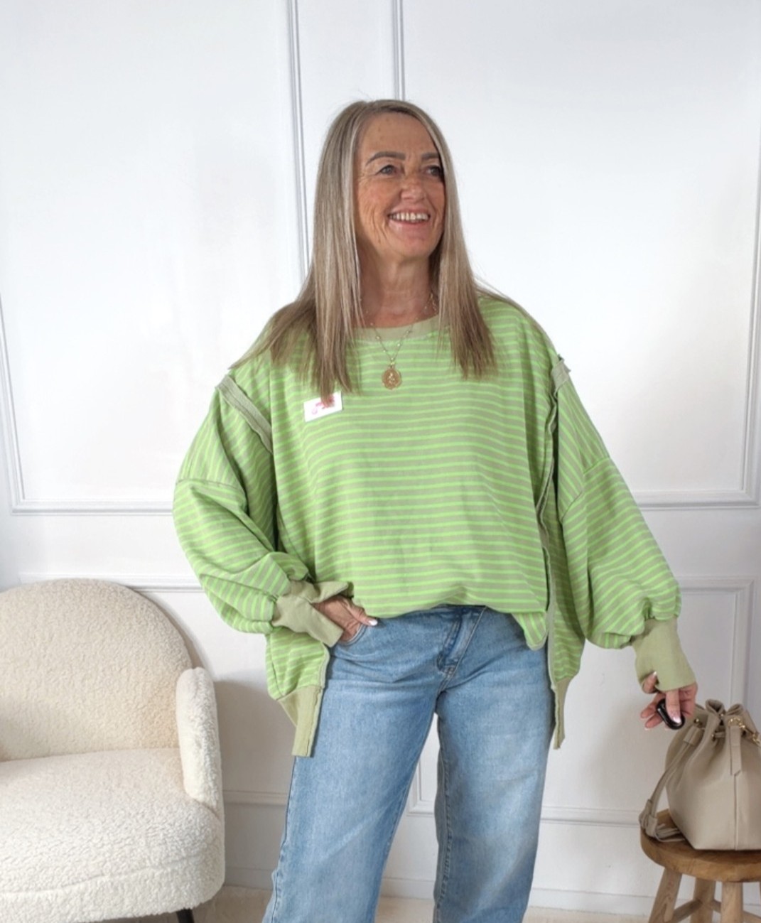 OVERSIZE SWEATER SOURIRE STRIPES Made in Italy 36 - 46/48