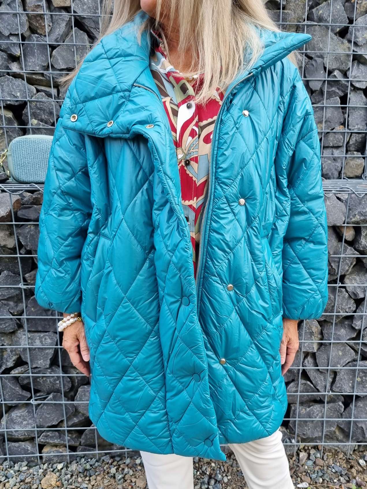 COAT NICOLETTA TÜRKIS Oversize Steppjacke lange Jacke Mantel Italy Style versch. Größen COAT NICOLETTA TÜRKIS Oversize Steppjacke lange Jacke Mantel Italy Style versch. Größen