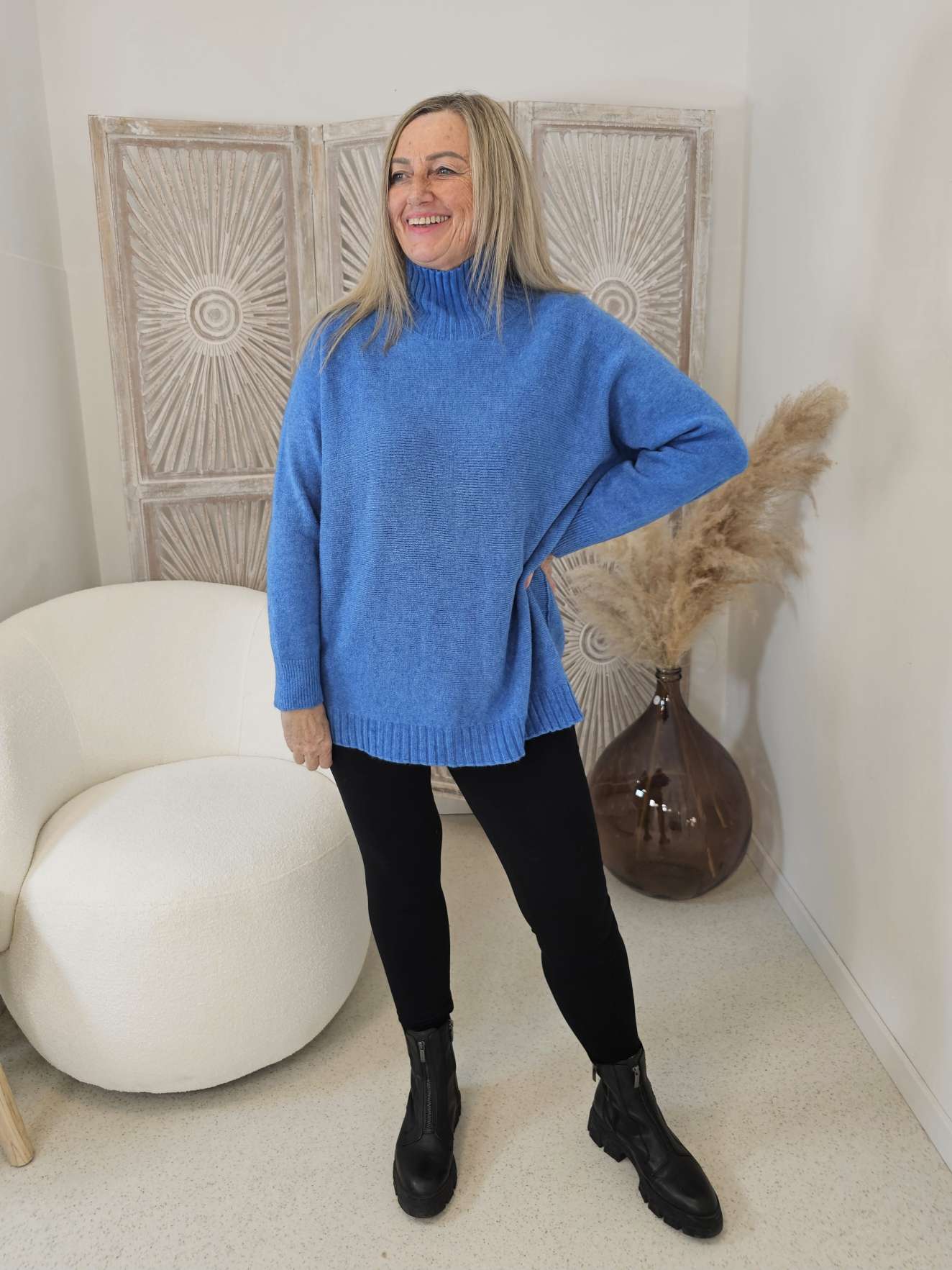 LIGHT KNIT SWEATER ALISON Stehkragen Oversize 34- 42 Made in Italy Pullover LIGHT KNIT SWEATER ALISON Stehkragen Oversize 34- 42 Made in Italy Pullover