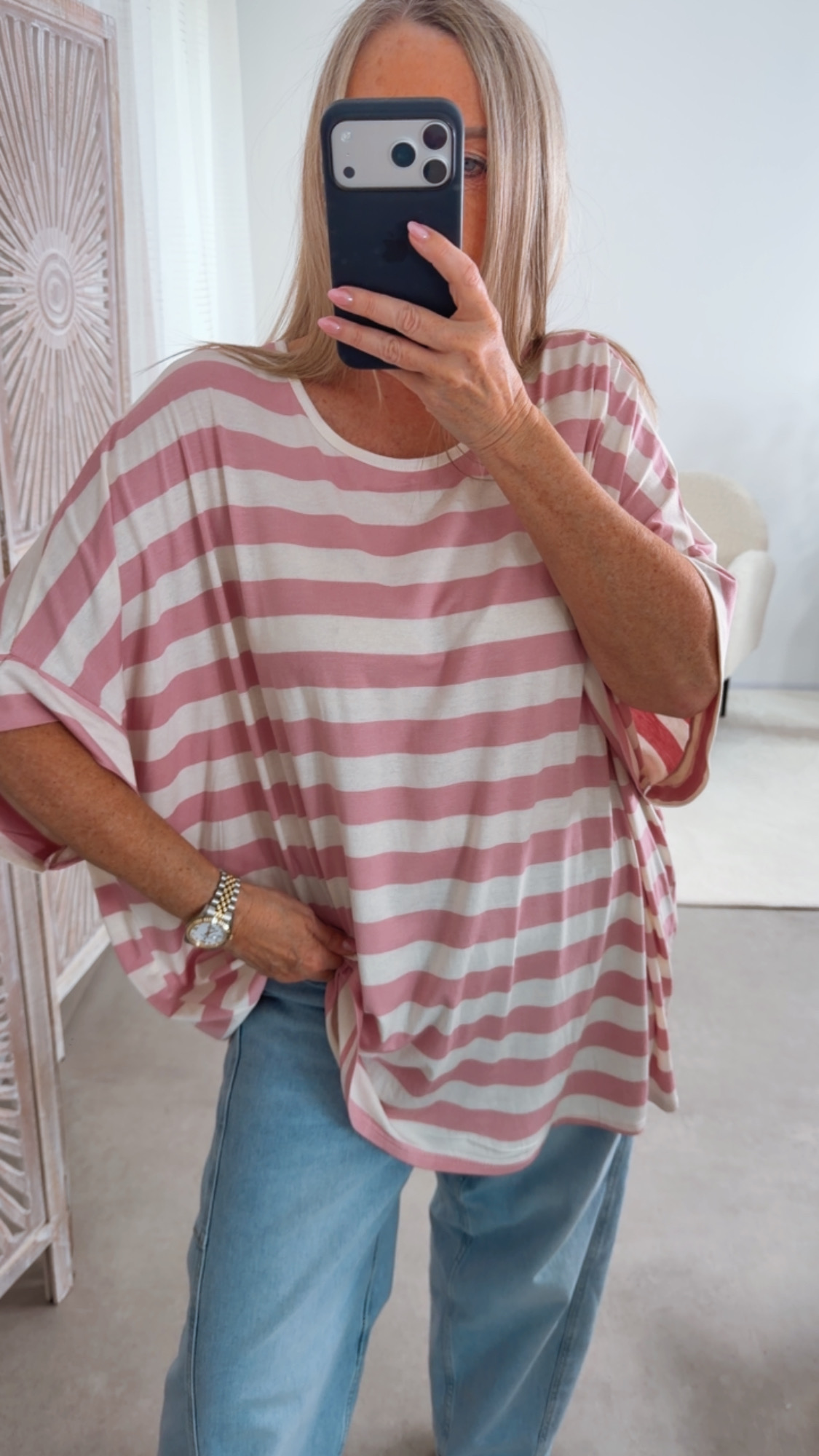 🌸 Pipi Oversize Shirt Steifen Made in Italy 36-46