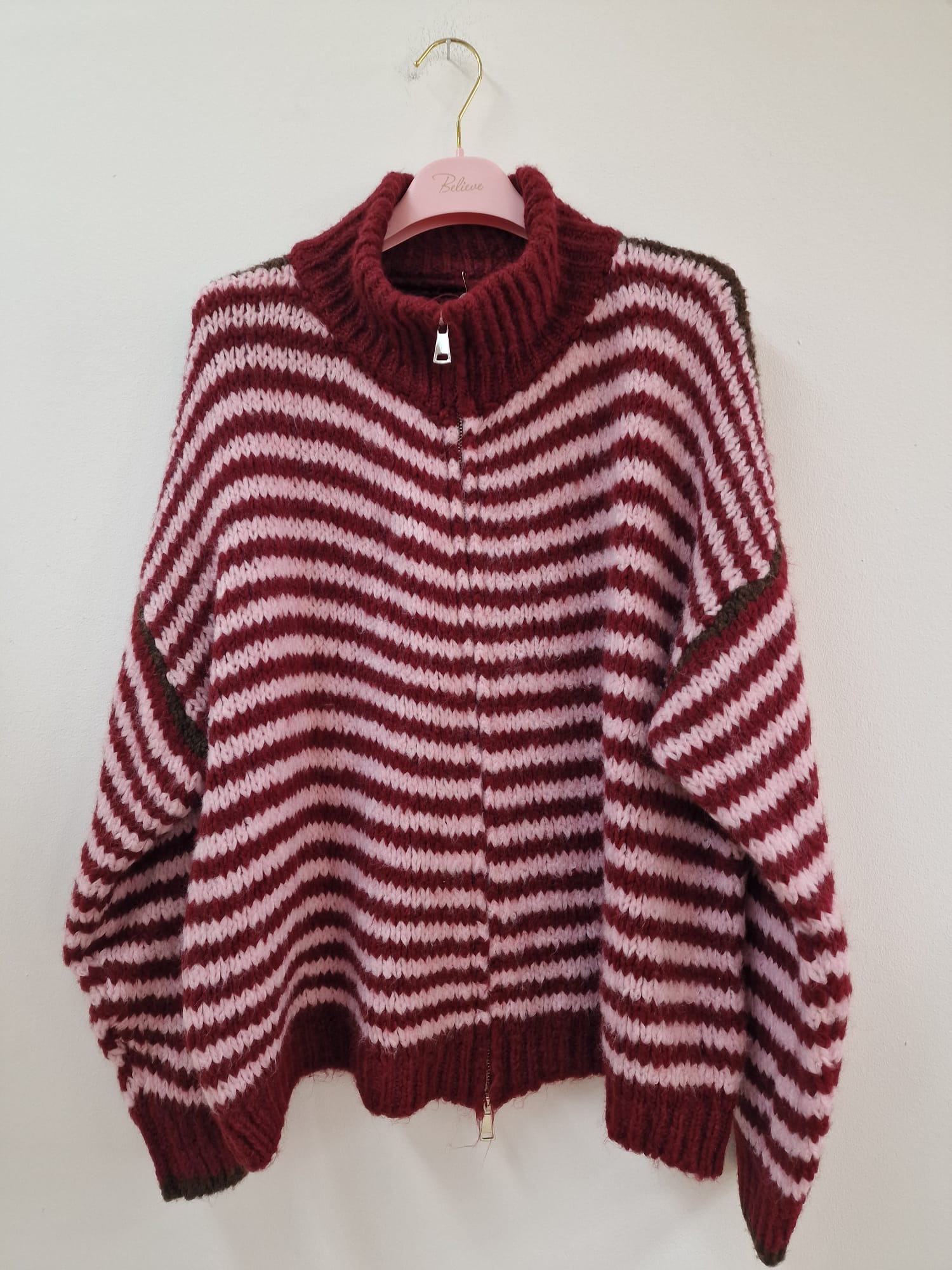 Cardigan mit Zwei-Wege-Reißverschluss – SJ0084 | Made in Italy 34-44 Strickjacke