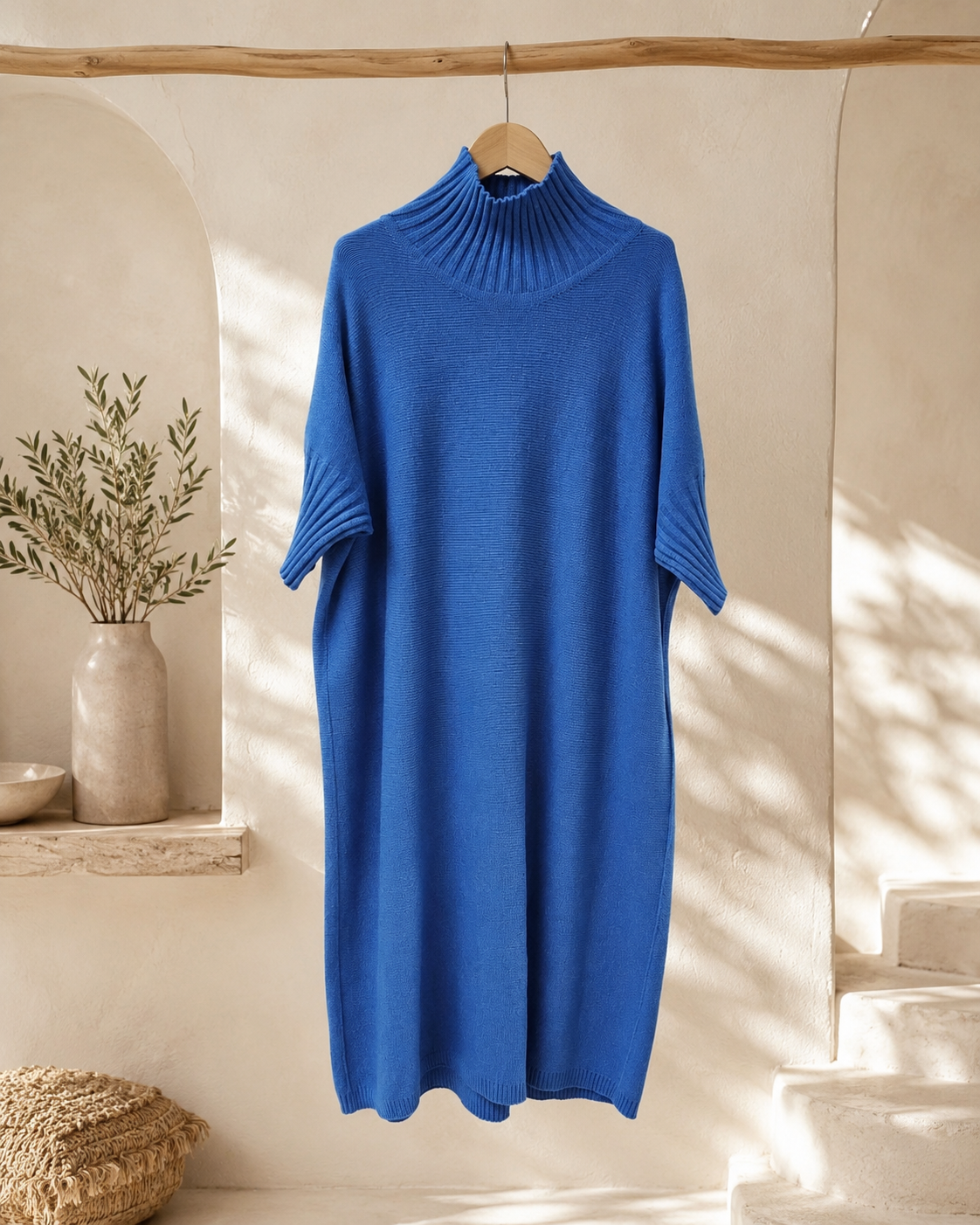 Strickkleid mit Stehkragen Uni I NO.SK0018 I Made in Italy 34-44