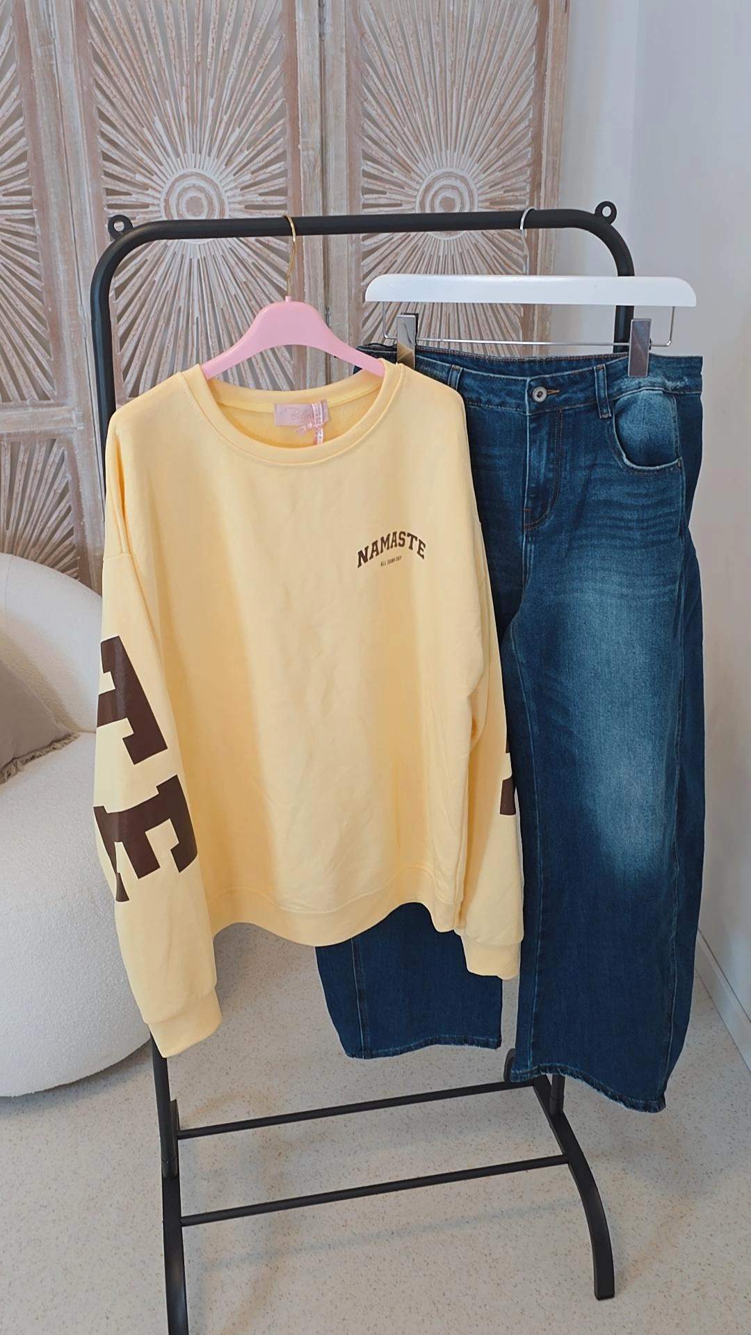 OVERSIZE SWEATER NAMASTE ALL DAMN DAY Made in Italy 34-44