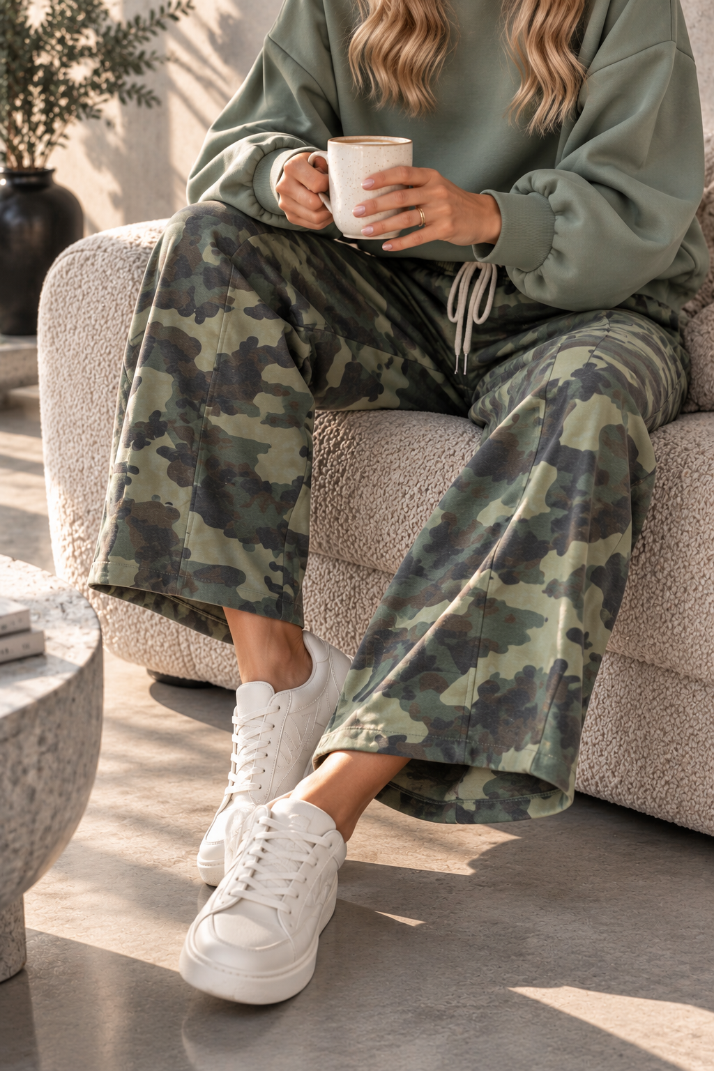 Ballon-Jogpant Amaris CAMOULFAGE HO0124 – lässige Basic Pants für jeden Tag Made in Italy 34-42/44