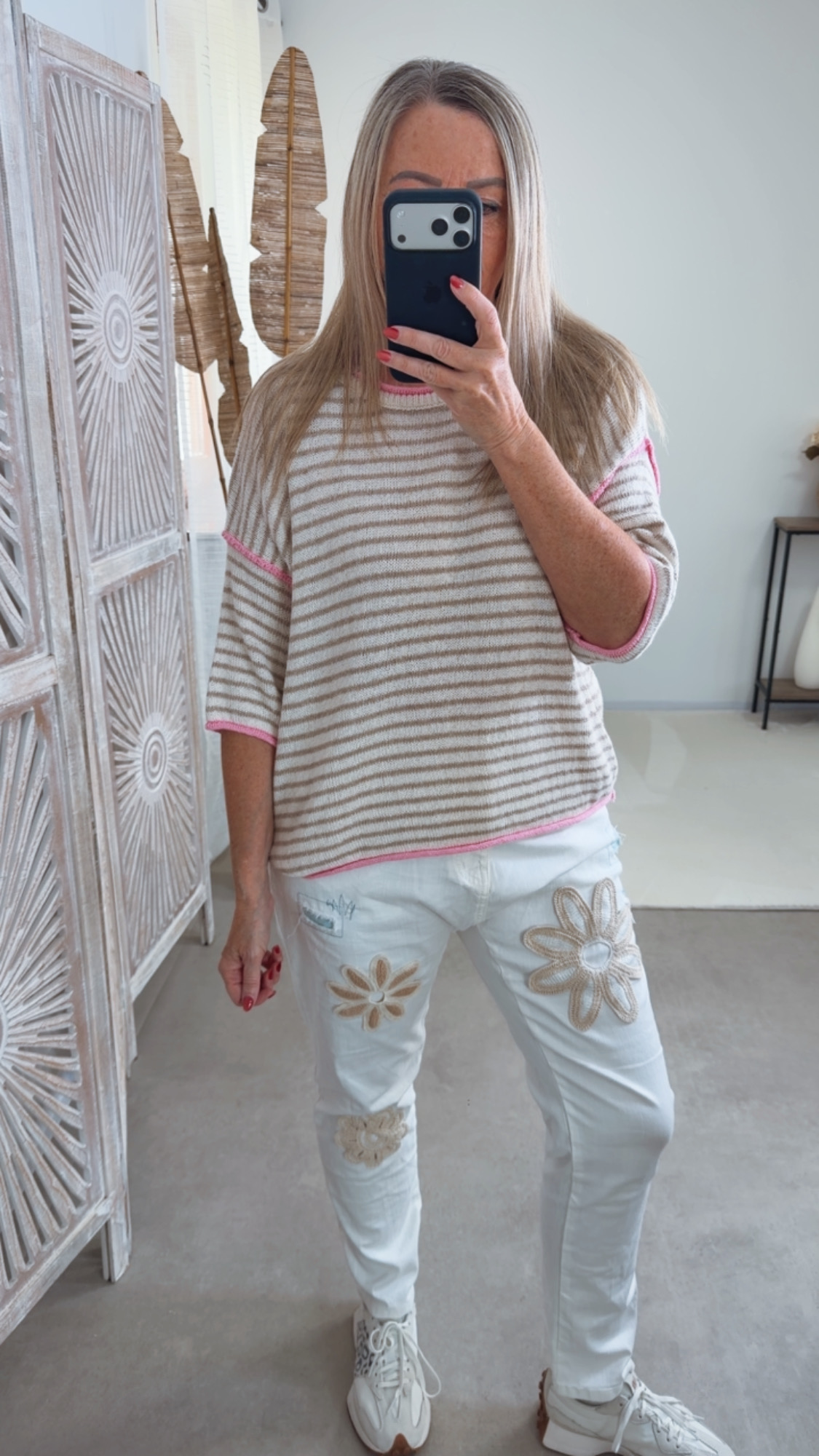 Strickshirt Salo Stripes Made in Italy 34-42 Kurzarm Pullover