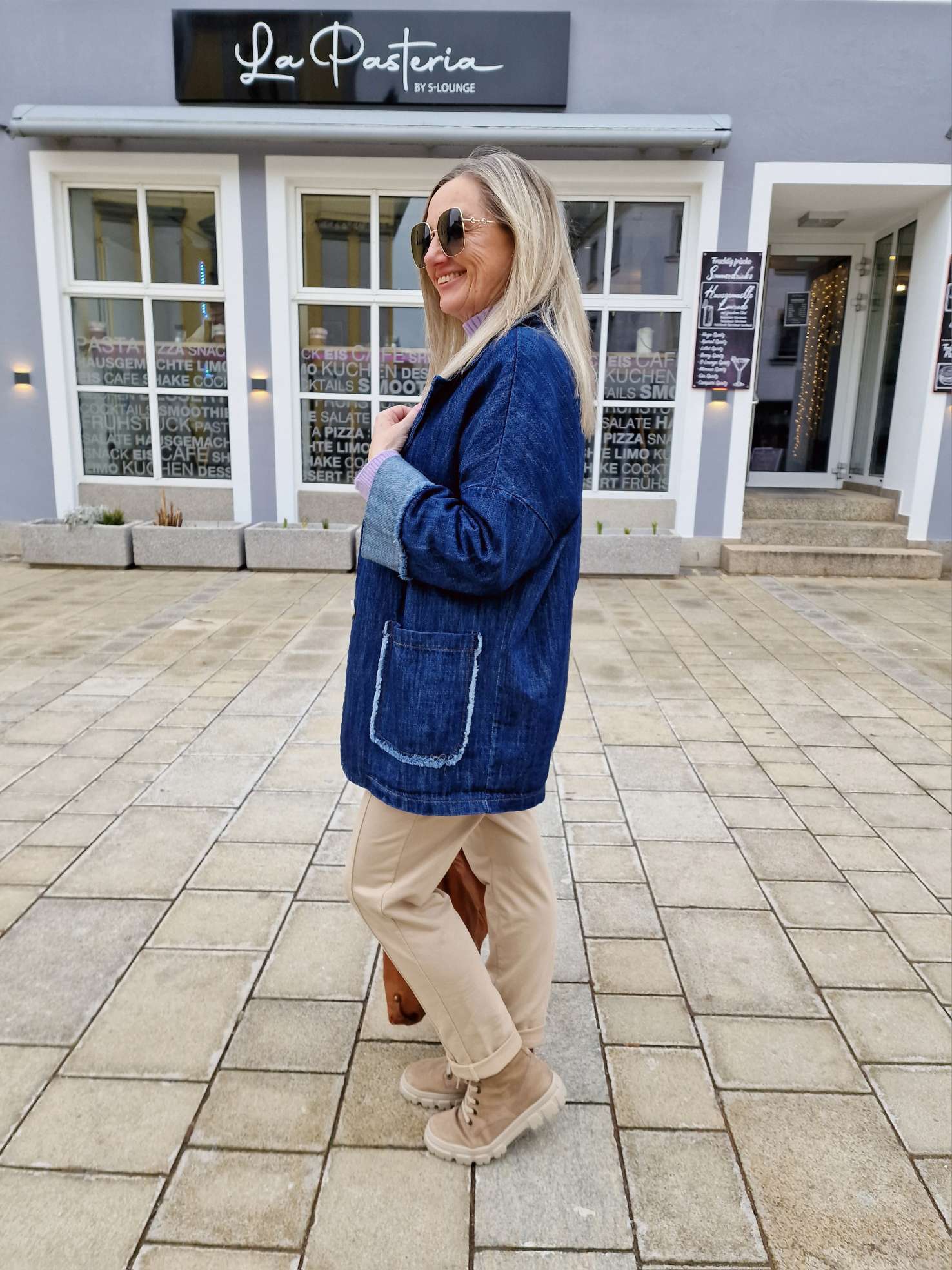 JEANS BLAZER TIMO DARK BLUE 34-42 Made in Italy Oversize Anzug Jacke JEANS BLAZER TIMO DARK BLUE 34-42 Made in Italy Oversize Anzug Jacke