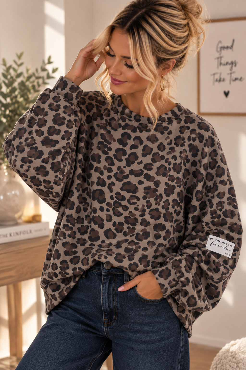 Leo Sweater mit Patch – SW0093 Made in Italy Gr 34-42